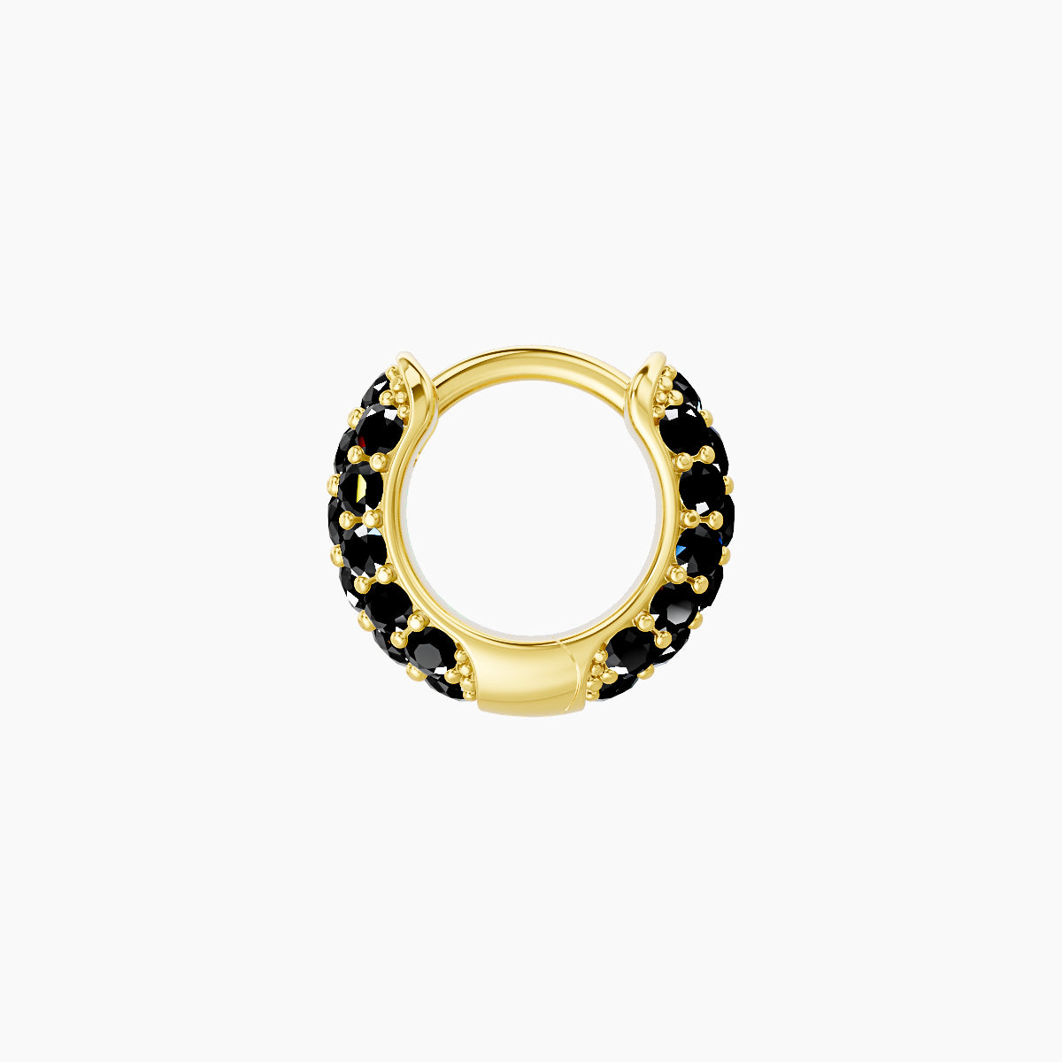 Theia | 18k Yellow Gold 5 mm Pave Black Diamond Hoop Piercing
