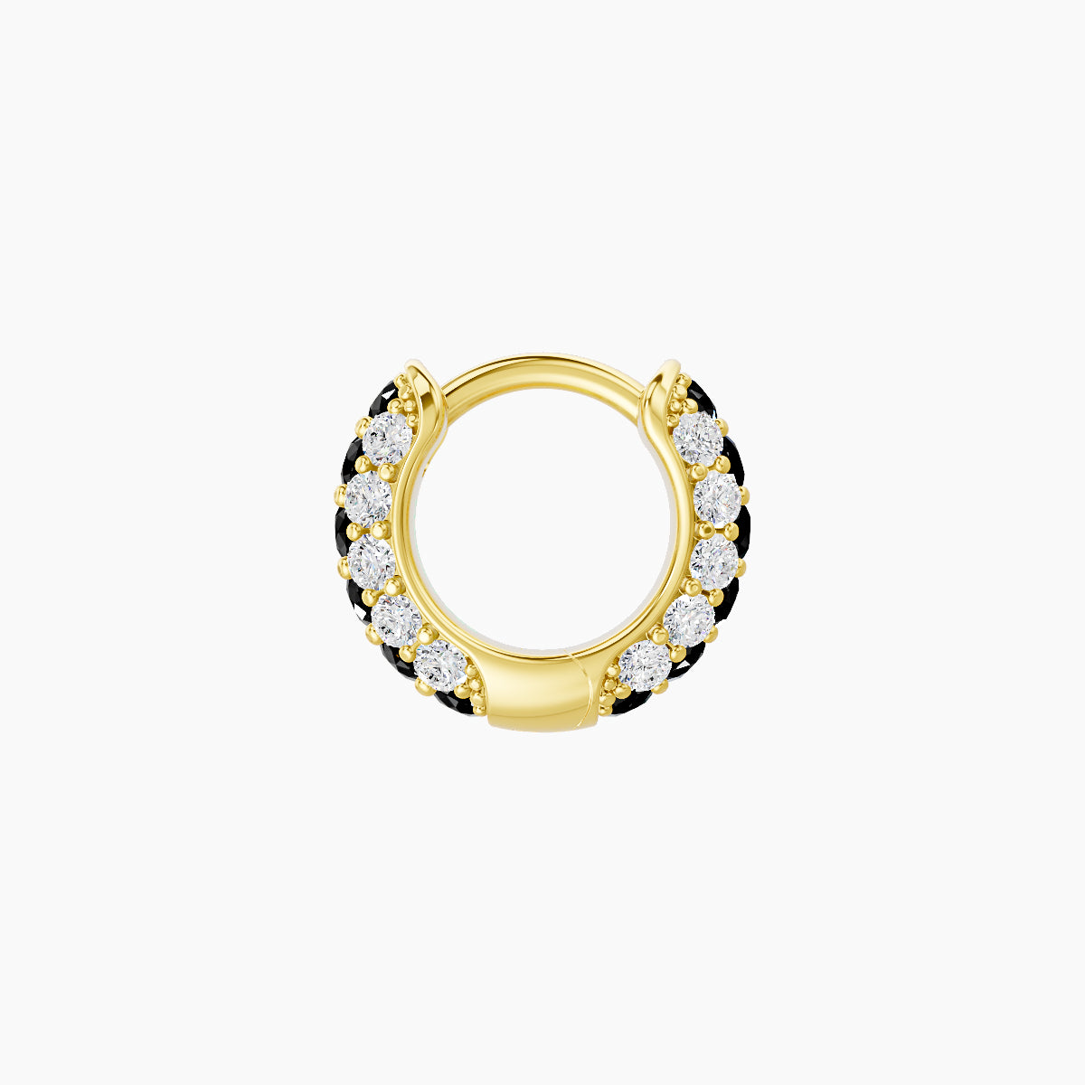 Theia | 18k Yellow Gold 5 mm Pave Black Diamond & Diamond Hoop Piercing