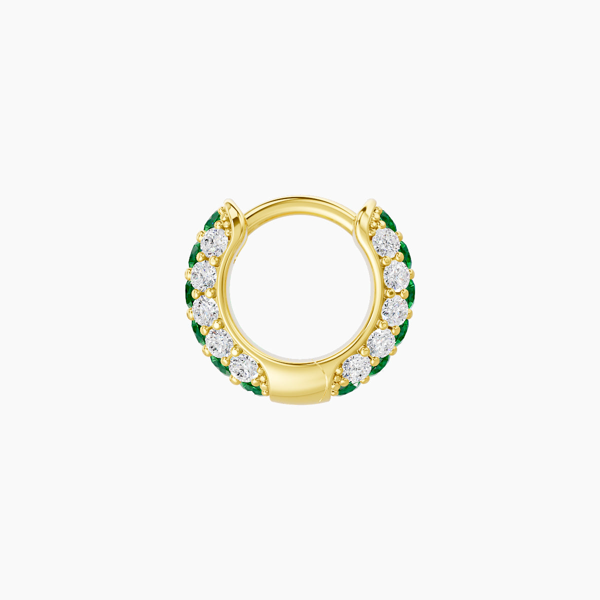 Theia | 18k Yellow Gold 5 mm Pave Emerald & Diamond Hoop Piercing