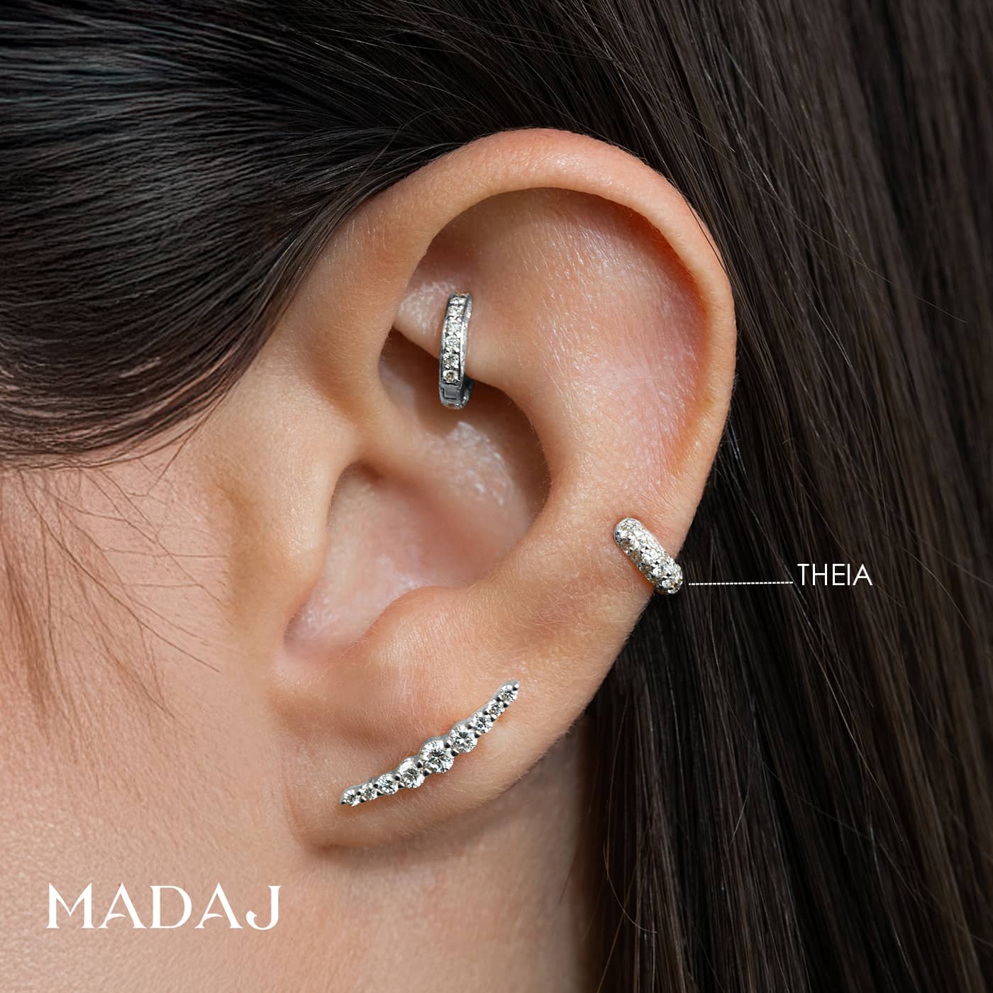 Theia | 18k White Gold 5 mm Pave Diamond Hoop Piercing