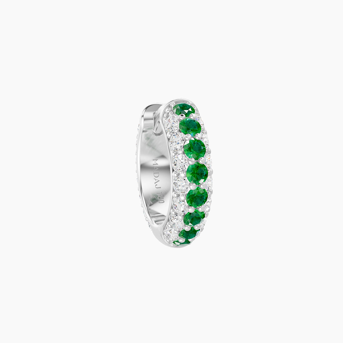 Theia | 18k White Gold 6.5 mm Pave Emerald & Diamond Hoop Piercing