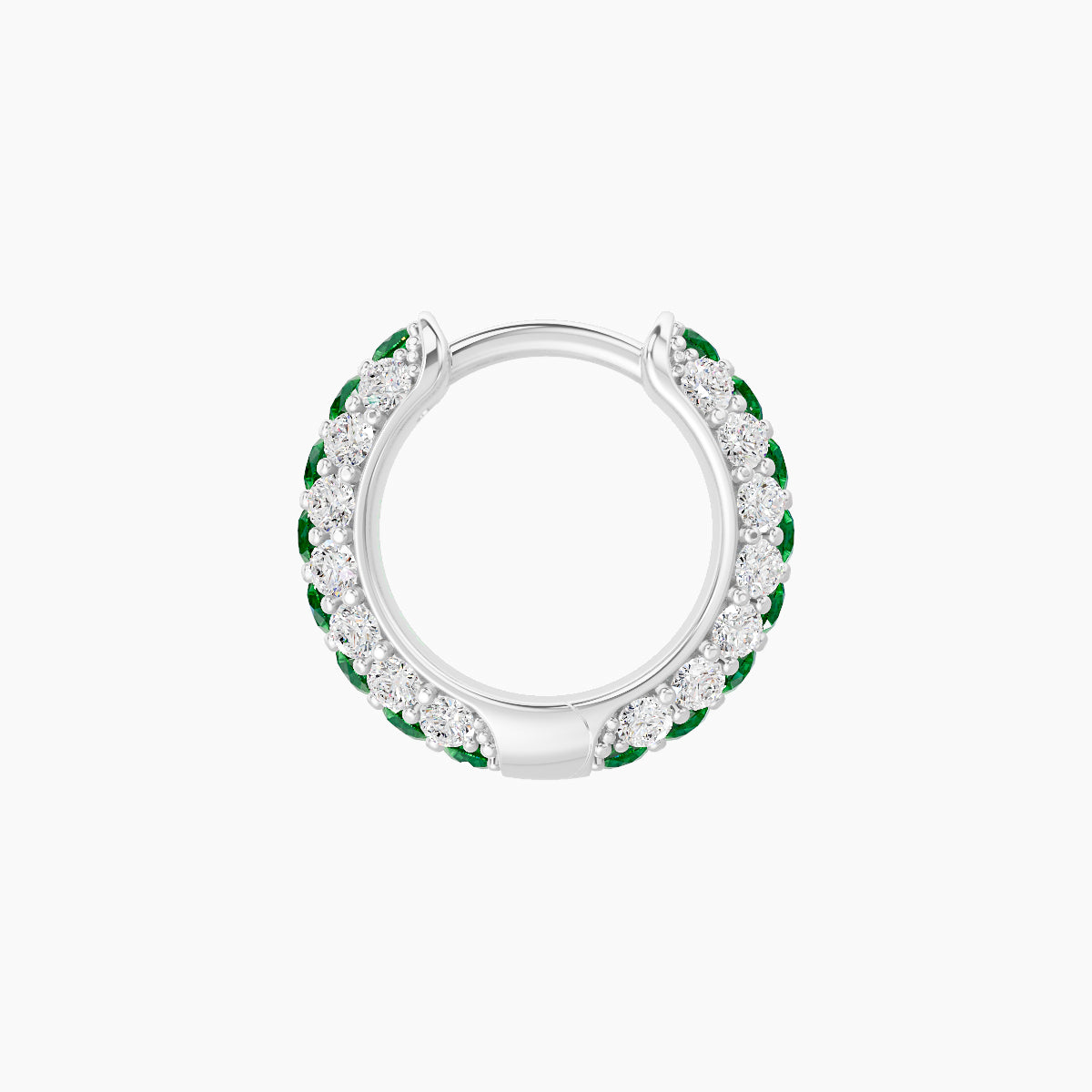 Theia | 18k White Gold 6.5 mm Pave Emerald & Diamond Hoop Piercing