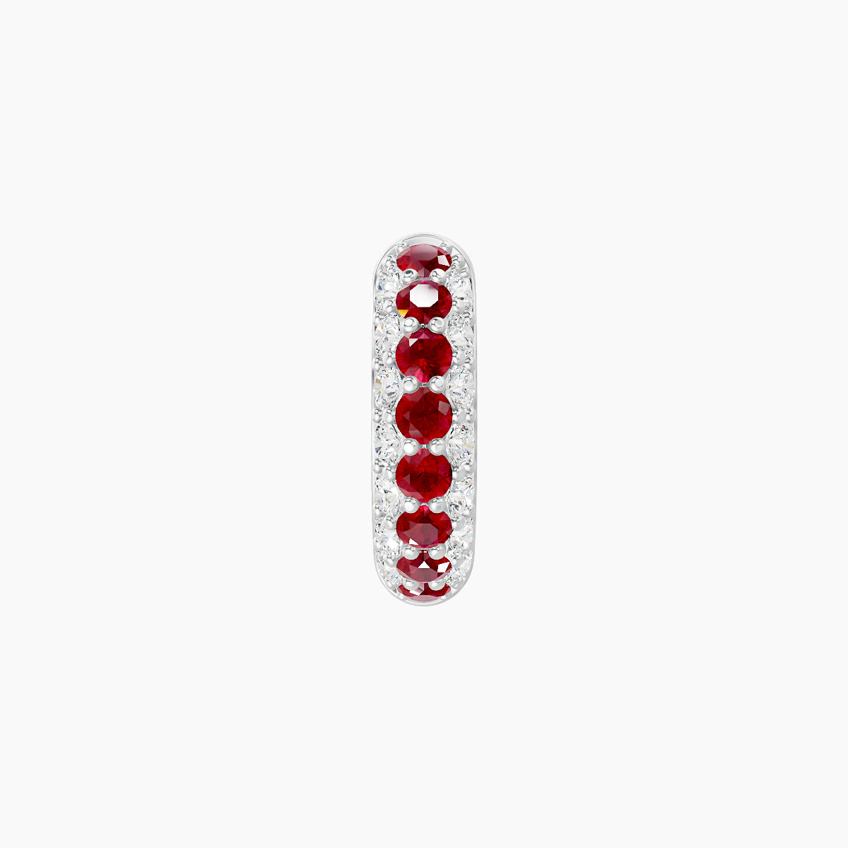 Theia | 18k White Gold 6.5 mm Pave Ruby & Diamond Hoop Piercing