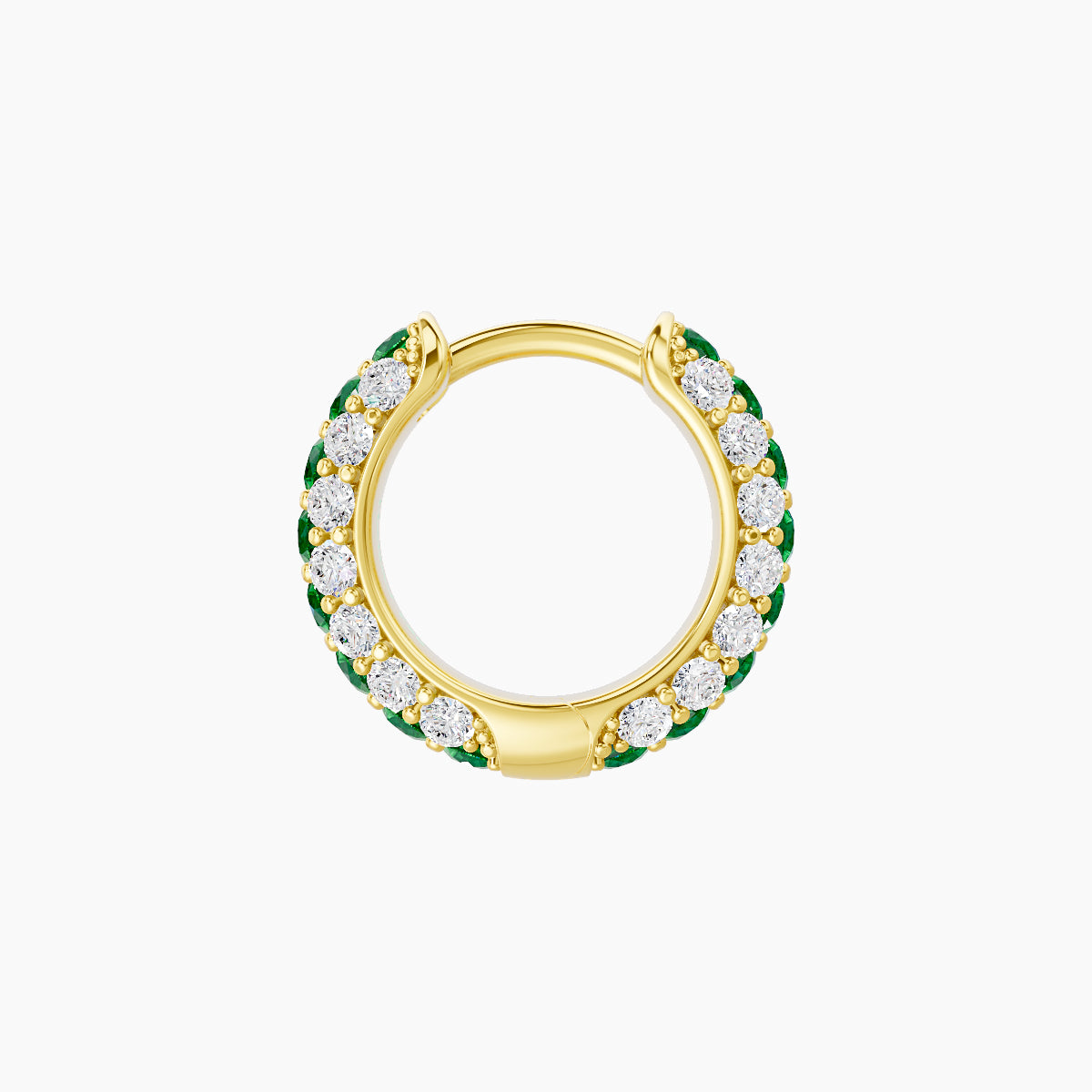 Theia | 18k Yellow Gold 6.5 mm Pave Emerald & Diamond Hoop Piercing