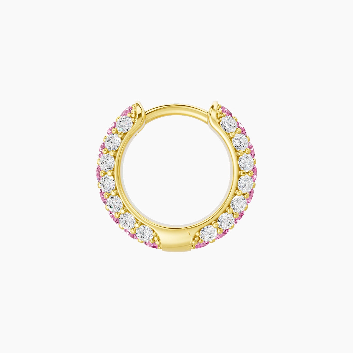 Theia | 18k Yellow Gold 6.5 mm Pave Pink Sapphire & Diamond Hoop Piercing