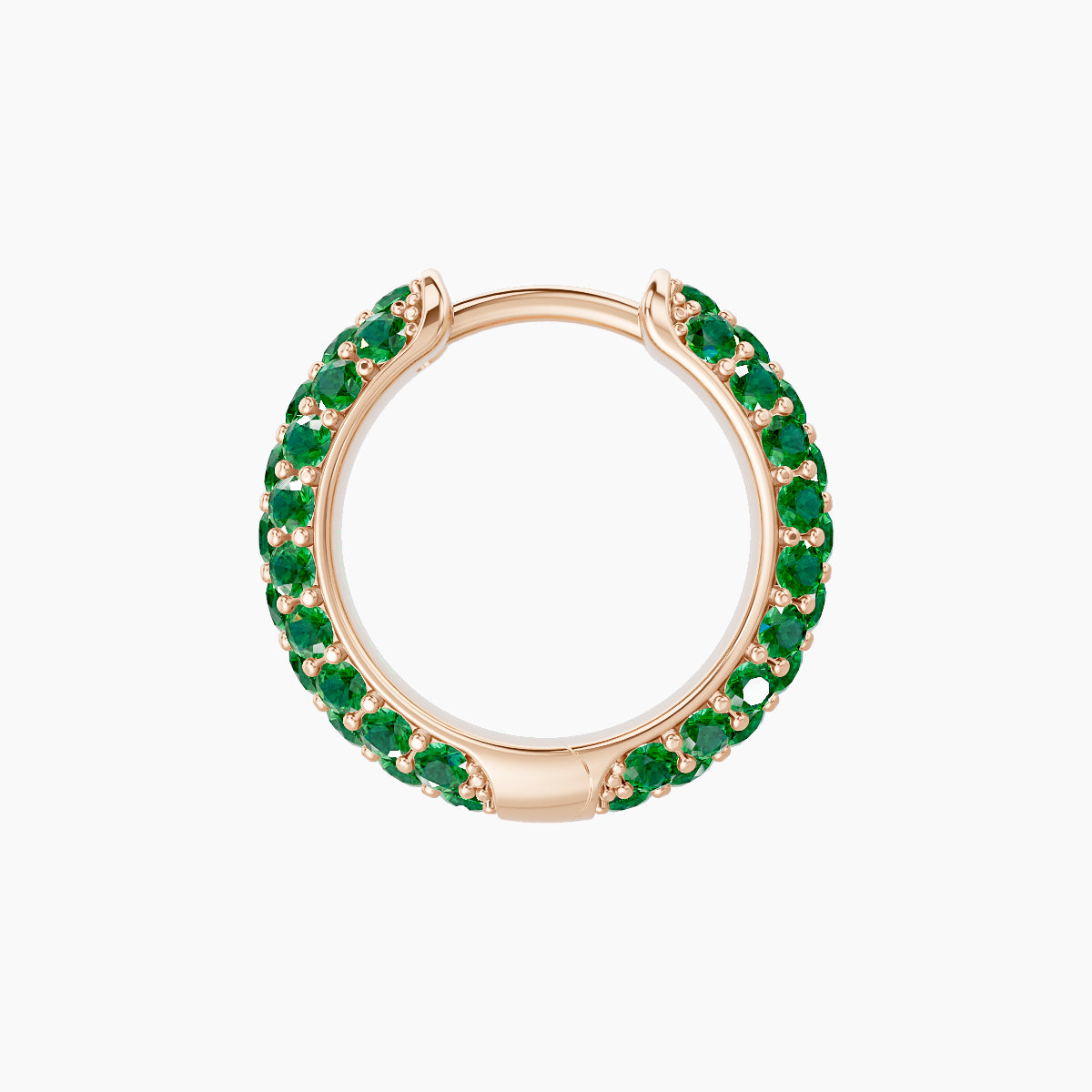 Theia | 18k Rose Gold 8 mm Pave Emerald Hoop Piercing