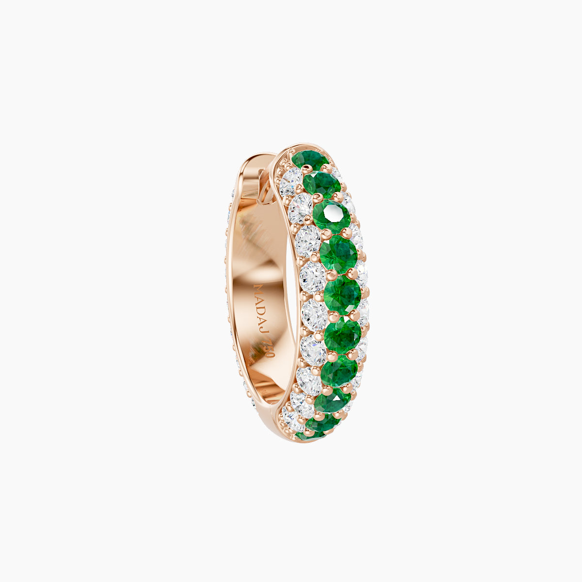 Theia | 18k Rose Gold 8 mm Pave Emerald & Diamond Hoop Piercing