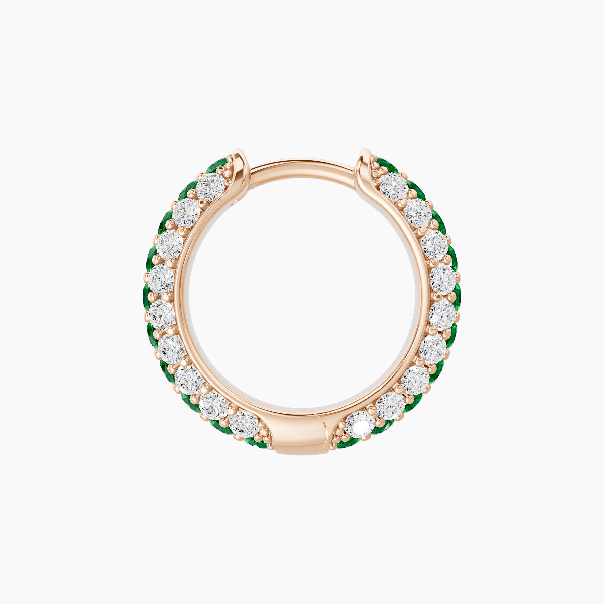 Theia | 18k Rose Gold 8 mm Pave Emerald & Diamond Hoop Piercing