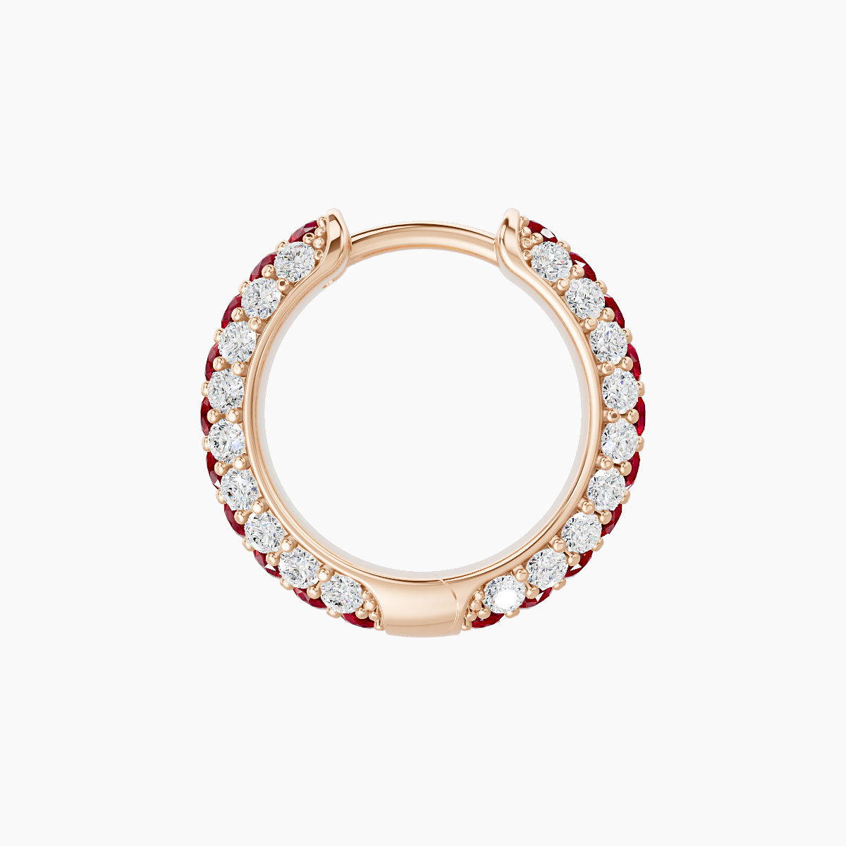 Theia | 18k Rose Gold 8 mm Pave Ruby & Diamond Hoop Piercing