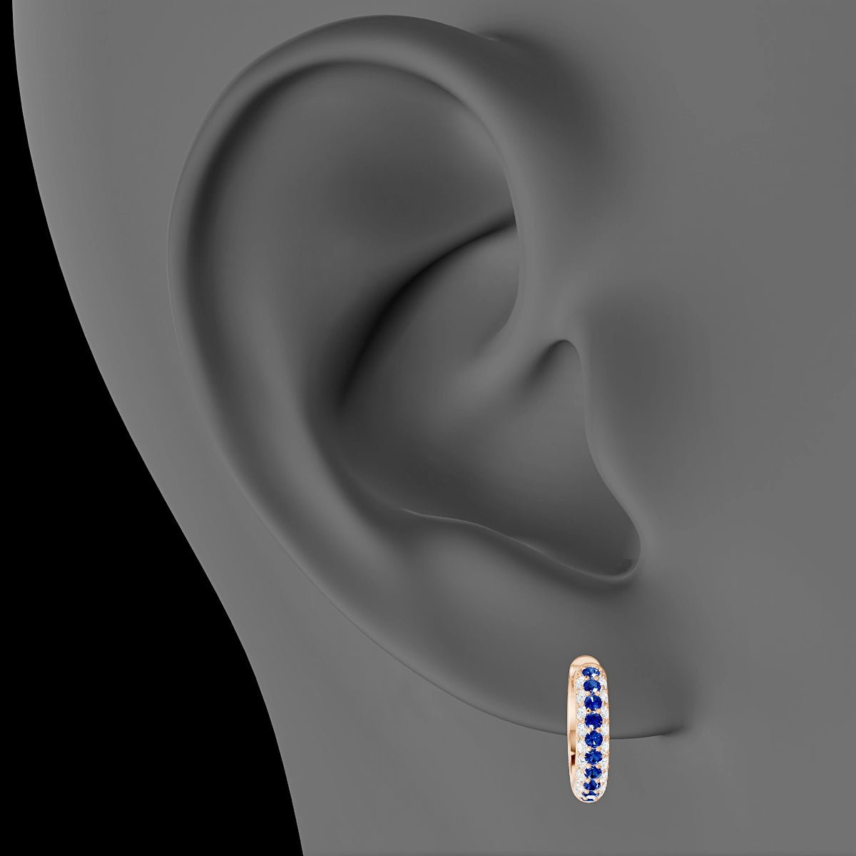 Theia | 18k Rose Gold 8 mm Pave Sapphire & Diamond Hoop Piercing