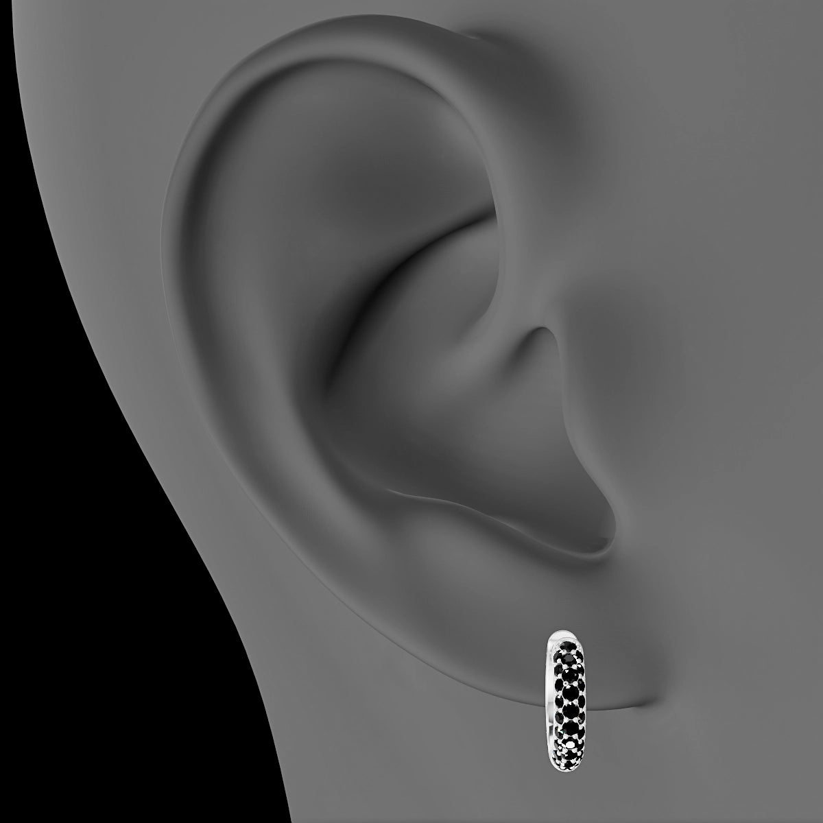 Theia | 18k White Gold 8 mm Pave Black Diamond Hoop Piercing