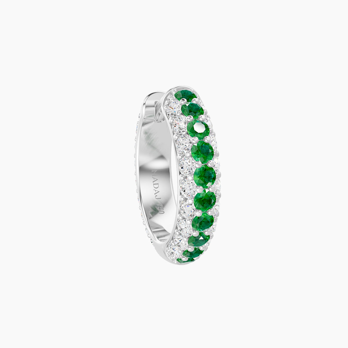 Theia | 18k White Gold 8 mm Pave Emerald & Diamond Hoop Piercing