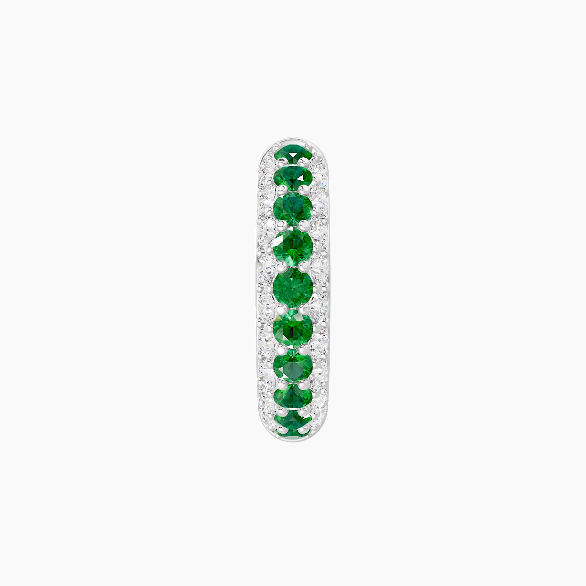 Theia | 18k White Gold 8 mm Pave Emerald & Diamond Hoop Piercing