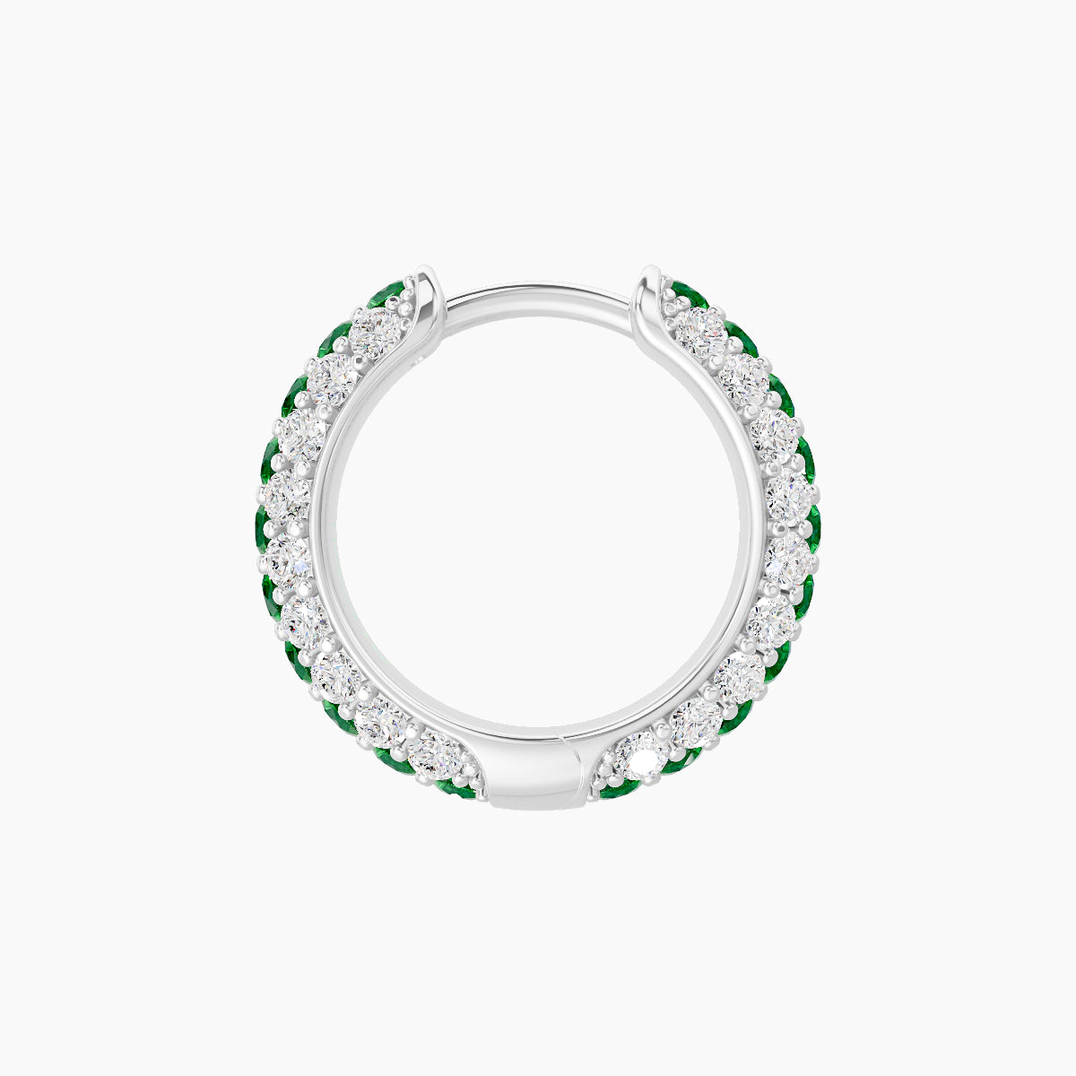 Theia | 18k White Gold 8 mm Pave Emerald & Diamond Hoop Piercing