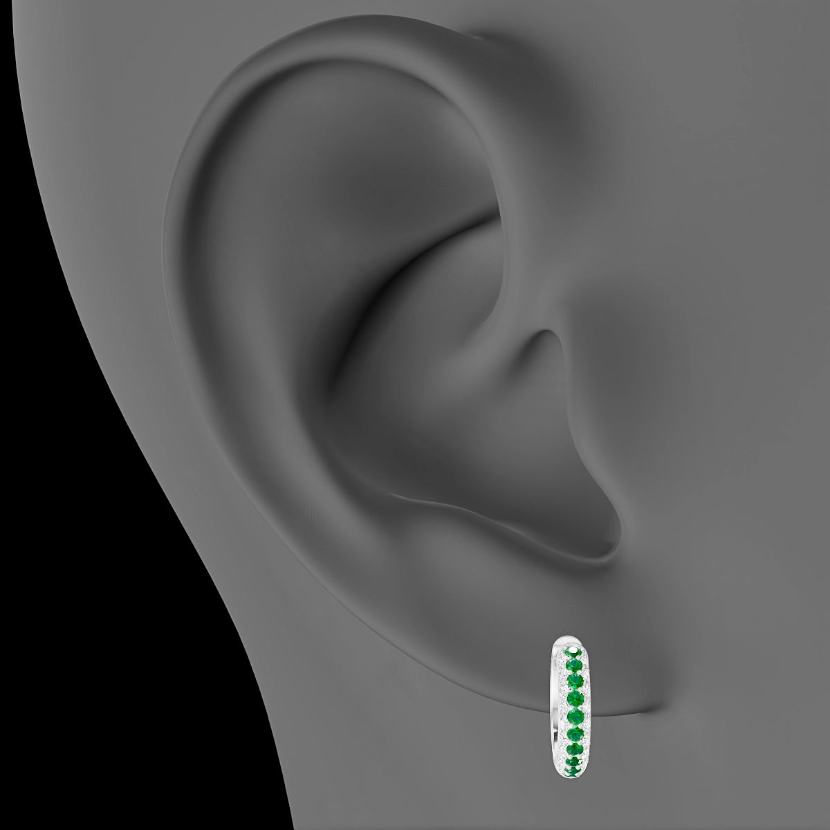 Theia | 18k White Gold 8 mm Pave Emerald & Diamond Hoop Piercing