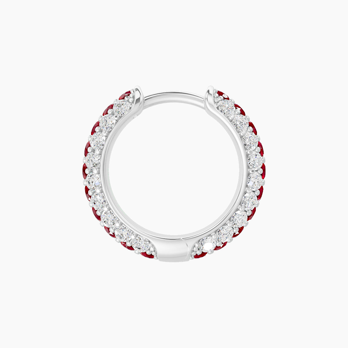 Theia | 18k White Gold 8 mm Pave Ruby & Diamond Hoop Piercing