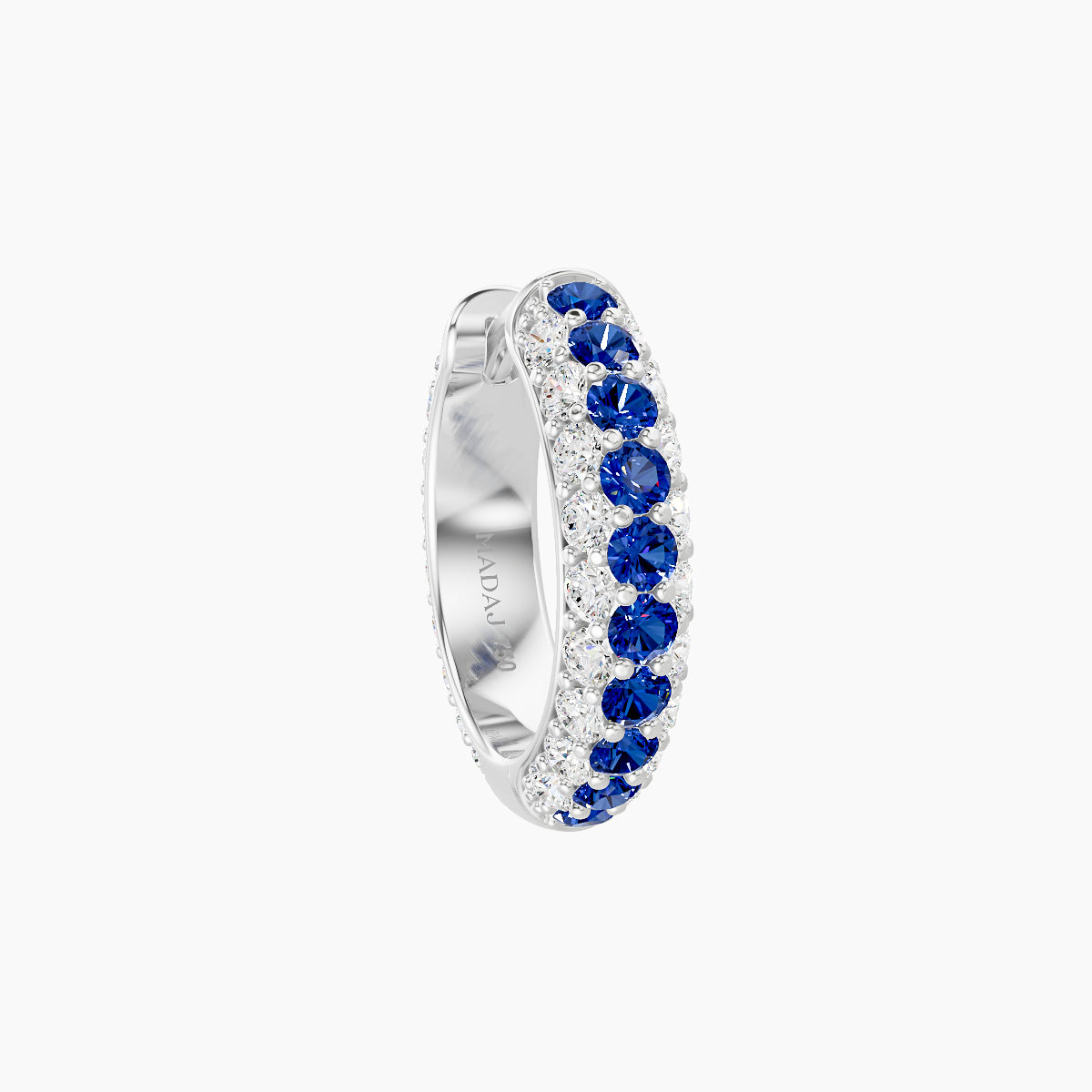 Theia | 18k White Gold 8 mm Pave Sapphire & Diamond Hoop Piercing
