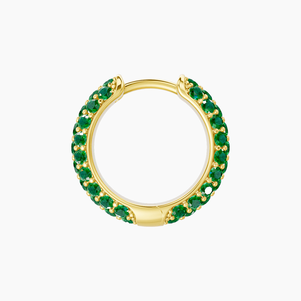 Theia | 18k Yellow Gold 8 mm Pave Emerald Hoop Piercing