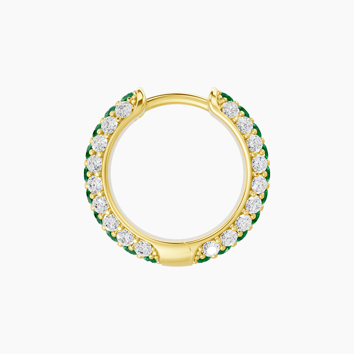 Theia | 18k Yellow Gold 8 mm Pave Emerald & Diamond Hoop Piercing