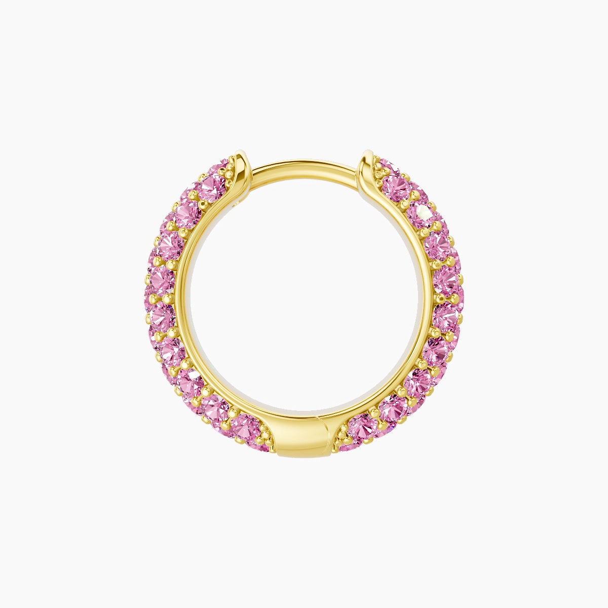 Theia | 18k Yellow Gold 8 mm Pave Pink Sapphire Hoop Piercing