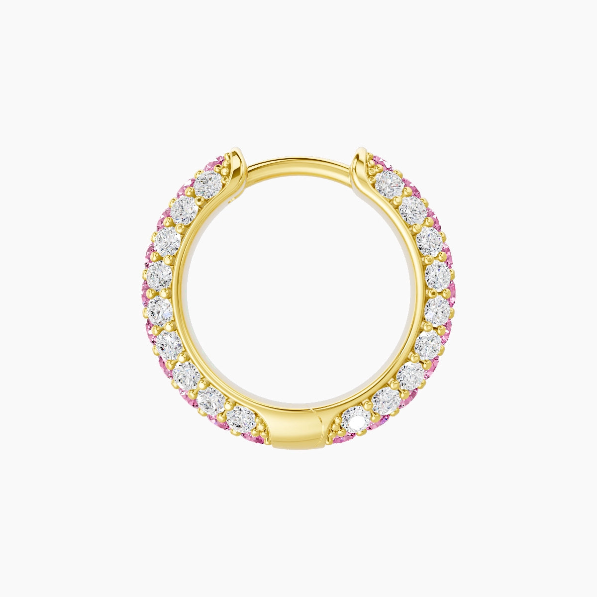 Theia | 18k Yellow Gold 8 mm Pave Pink Sapphire & Diamond Hoop Piercing