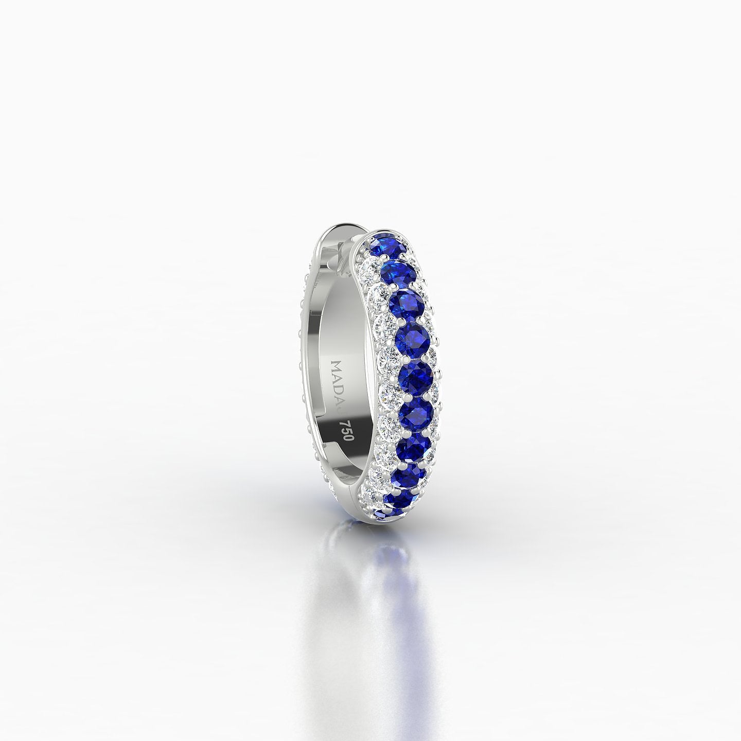 Theia | 18k White Gold 8 mm Pave Sapphire & Diamond Hoop Piercing