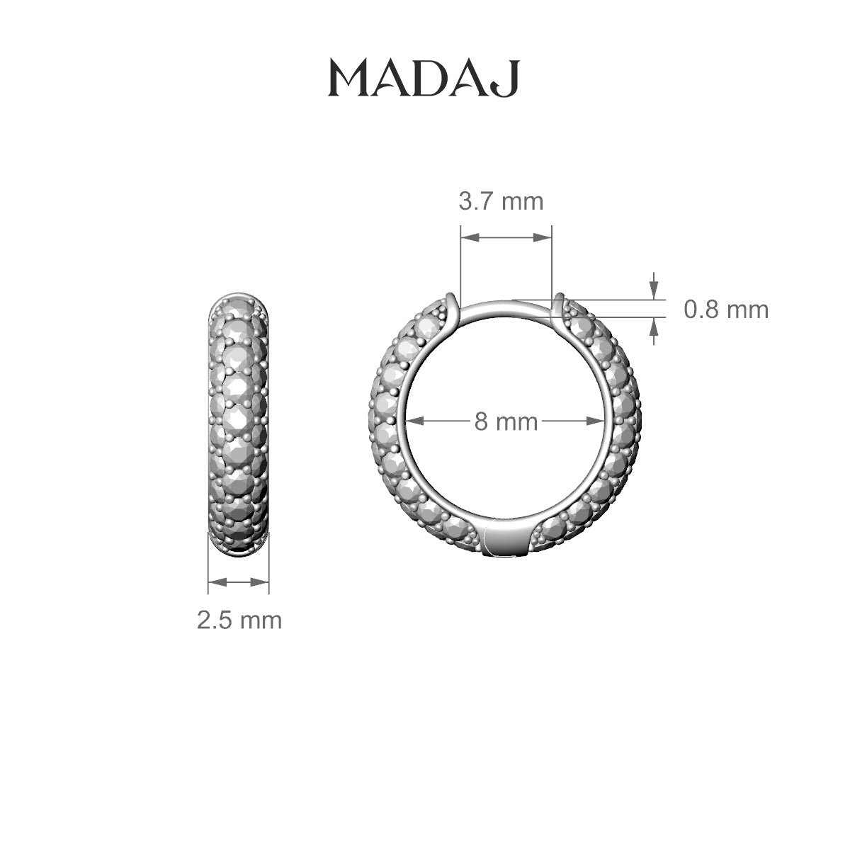 Theia | 18k White Gold 8 mm Pave Emerald & Diamond Hoop Piercing