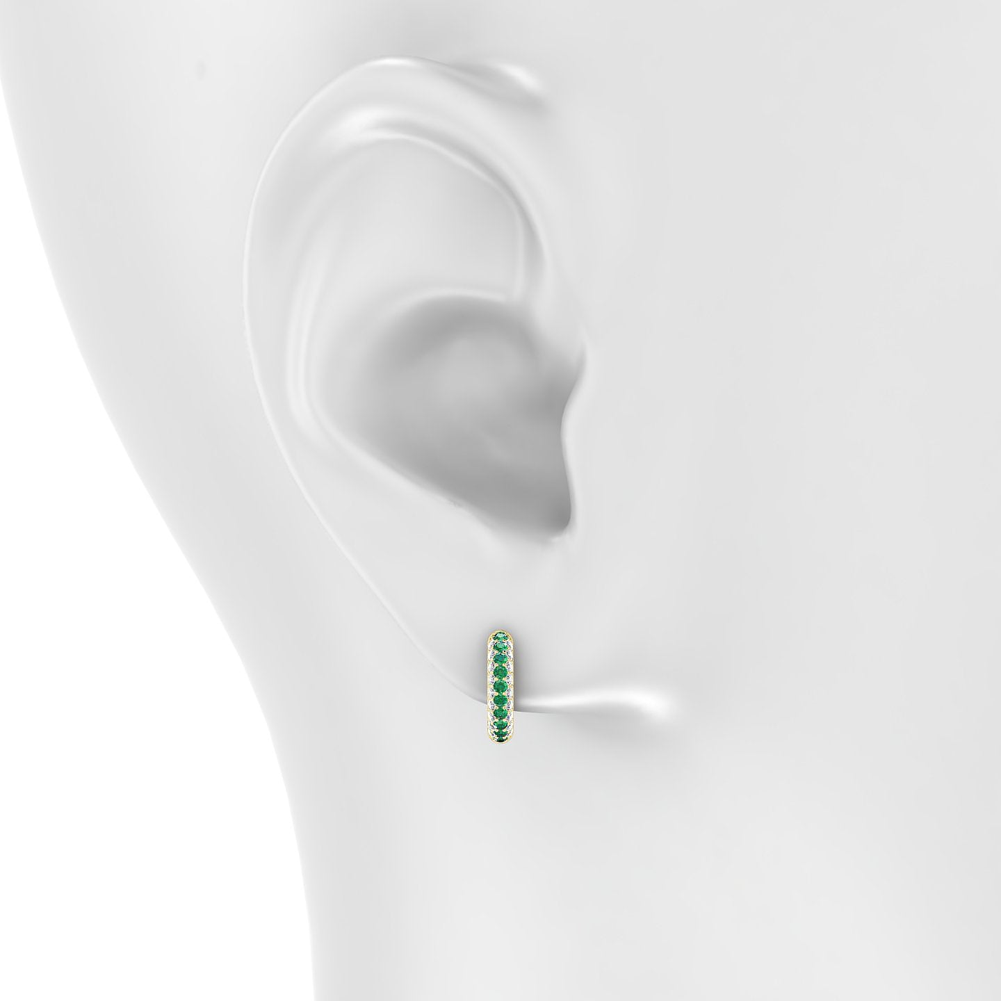 Theia | 18k Yellow Gold 8 mm Pave Emerald & Diamond Hoop Piercing
