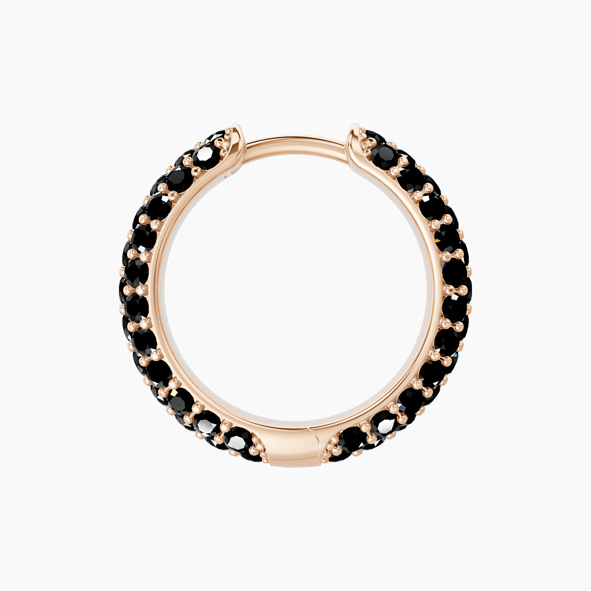 Theia | 18k Rose Gold 9.5 mm Pave Black Diamond Hoop Piercing