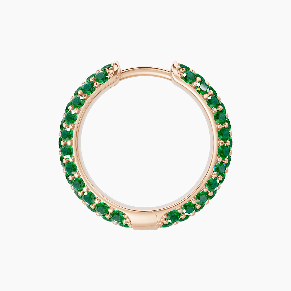 Theia | 18k Rose Gold 9.5 mm Pave Emerald Hoop Piercing