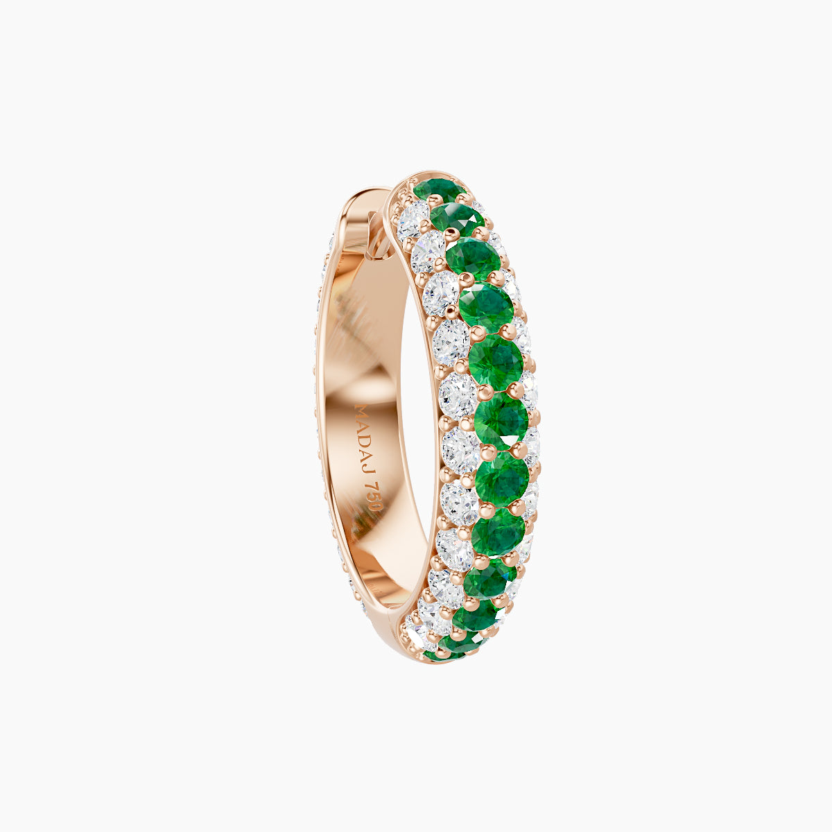 Theia | 18k Rose Gold 9.5 mm Pave Emerald & Diamond Hoop Piercing