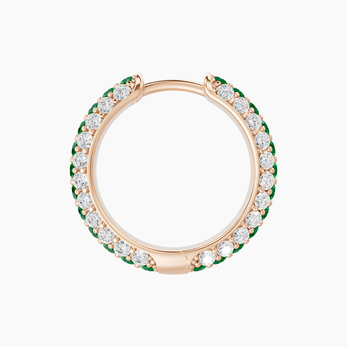 Theia | 18k Rose Gold 9.5 mm Pave Emerald & Diamond Hoop Piercing