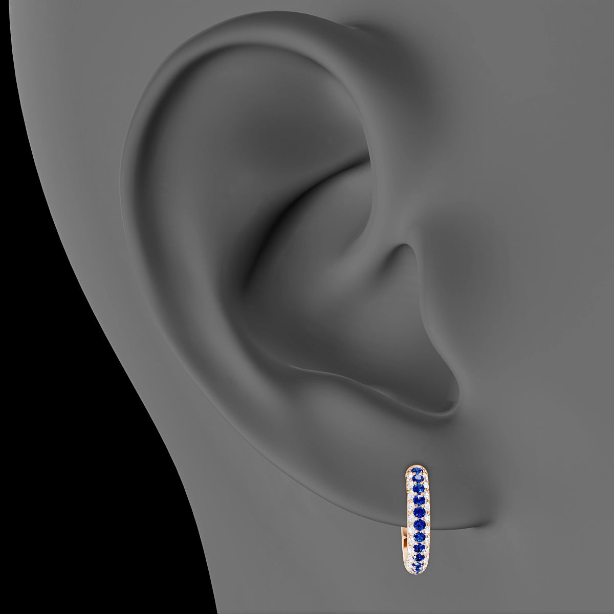 Theia | 18k Rose Gold 9.5 mm Pave Sapphire & Diamond Hoop Piercing