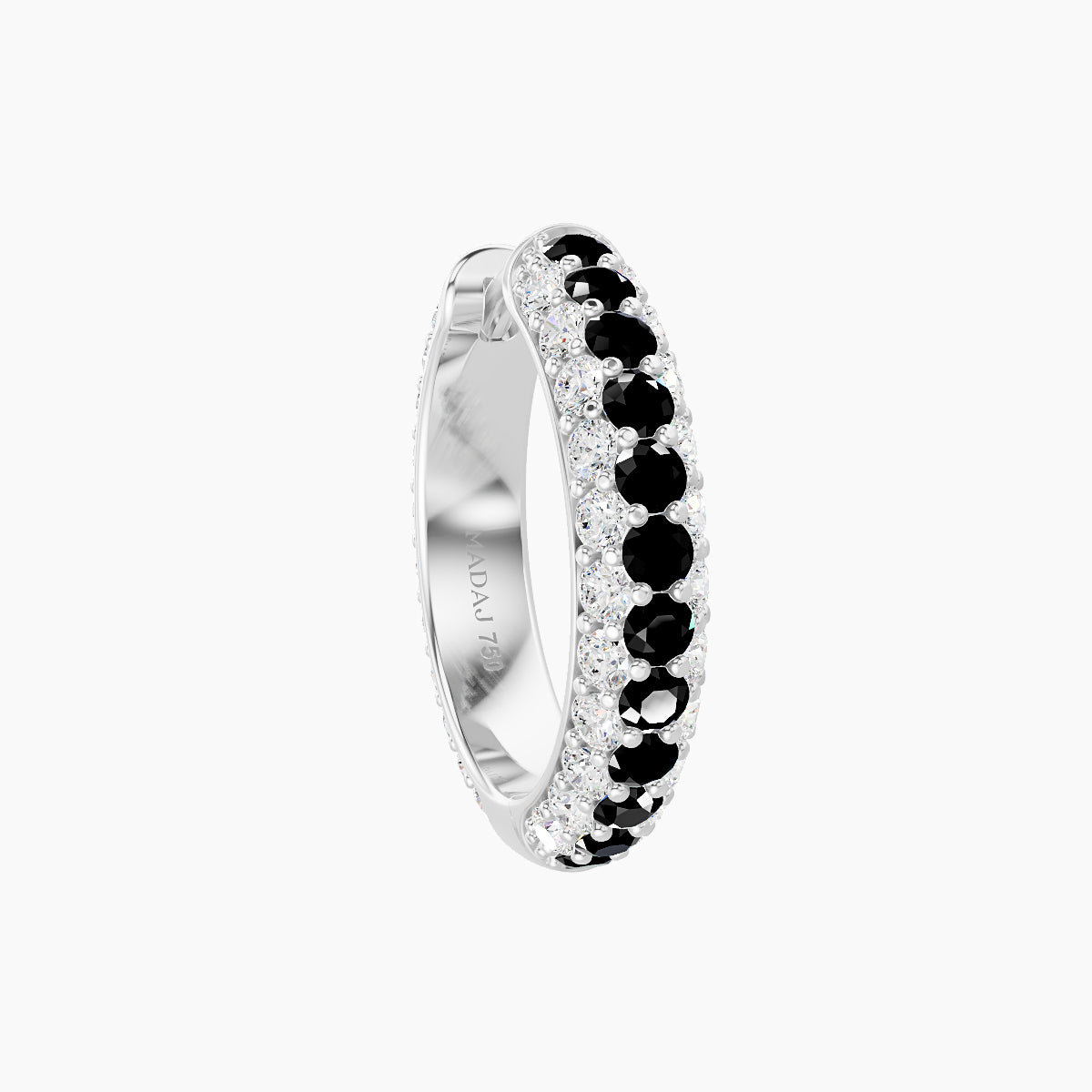 Theia | 18k White Gold 9.5 mm Pave Black Diamond & Diamond Hoop Piercing
