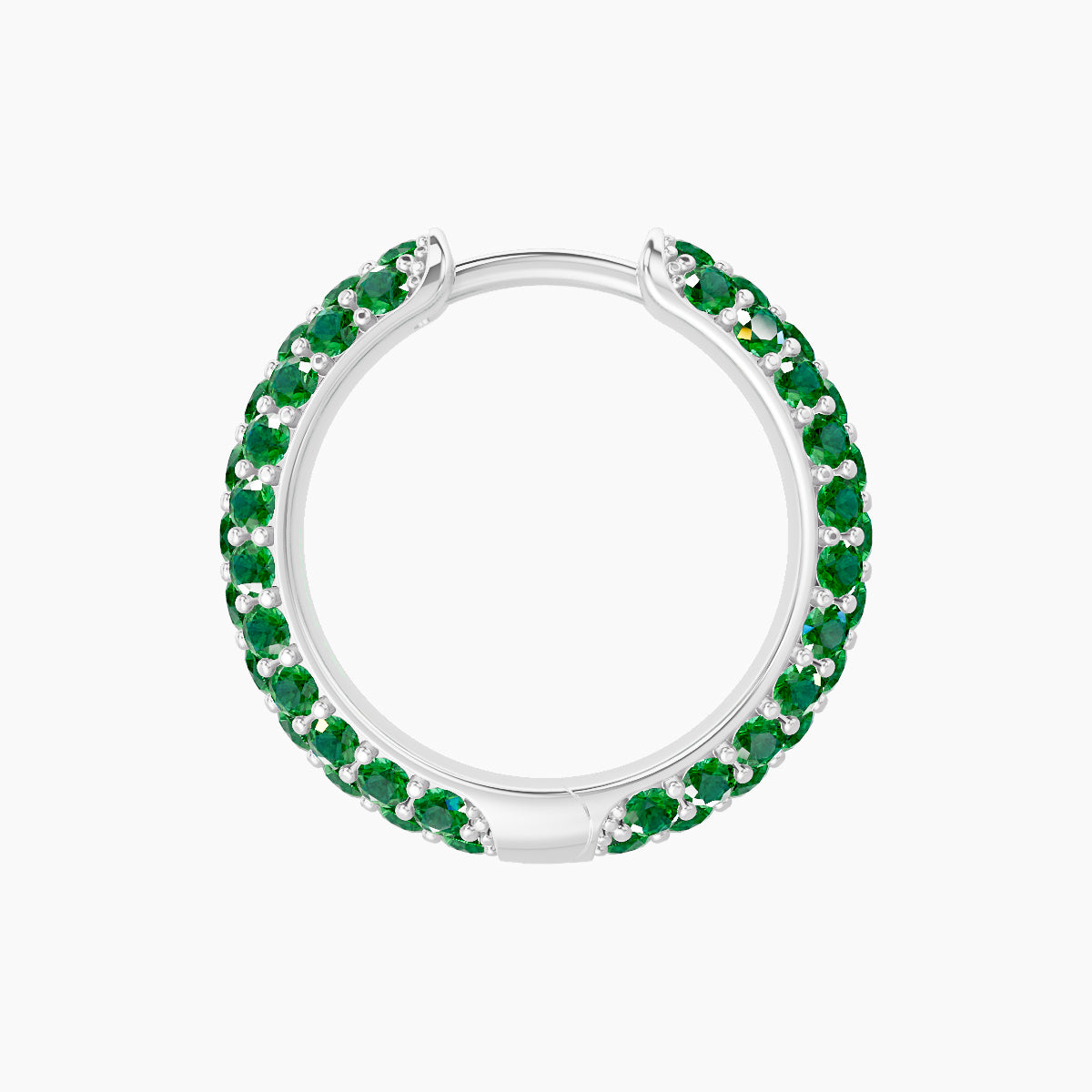 Theia | 18k White Gold 9.5 mm Pave Emerald Hoop Piercing