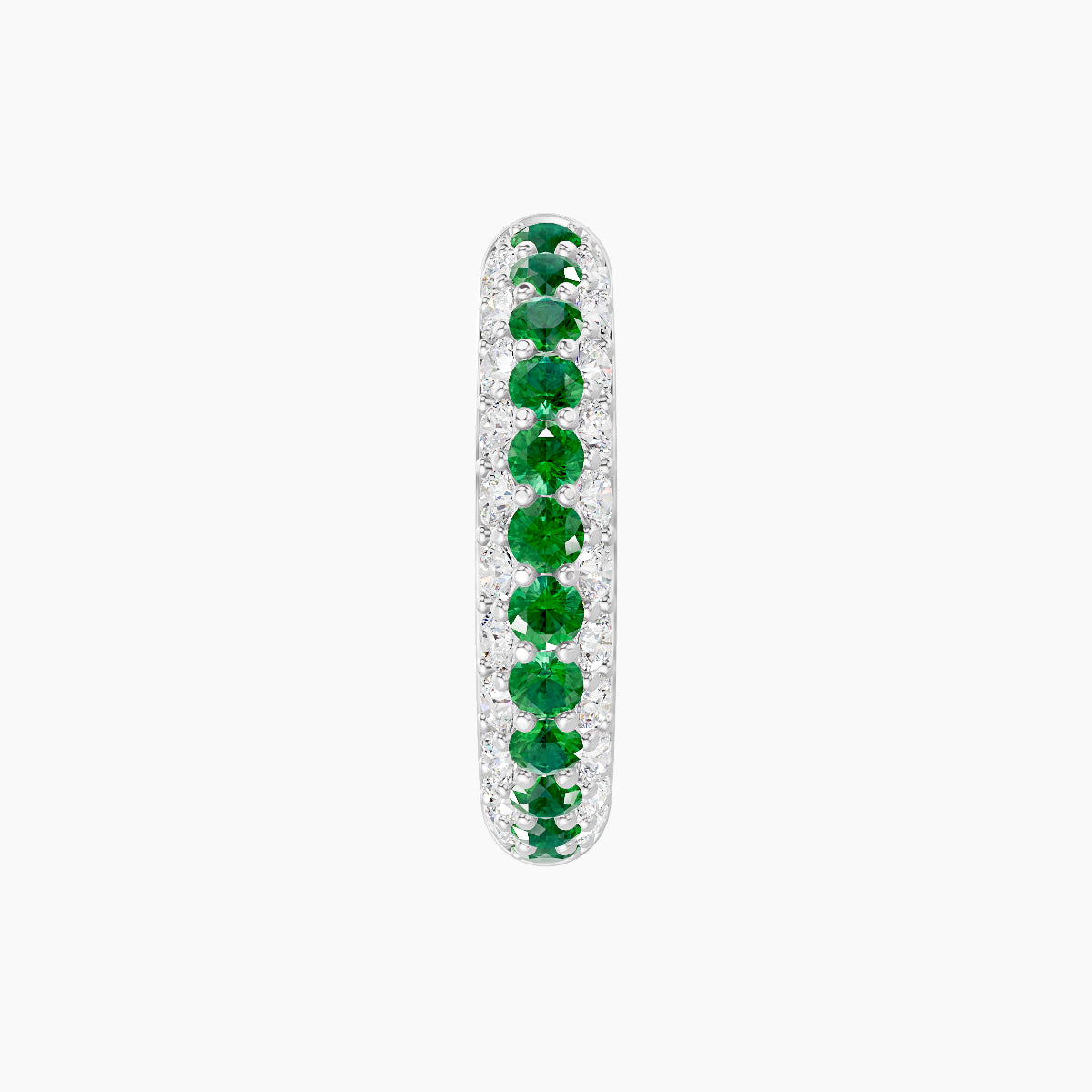 Theia | 18k White Gold 9.5 mm Pave Emerald & Diamond Hoop Piercing