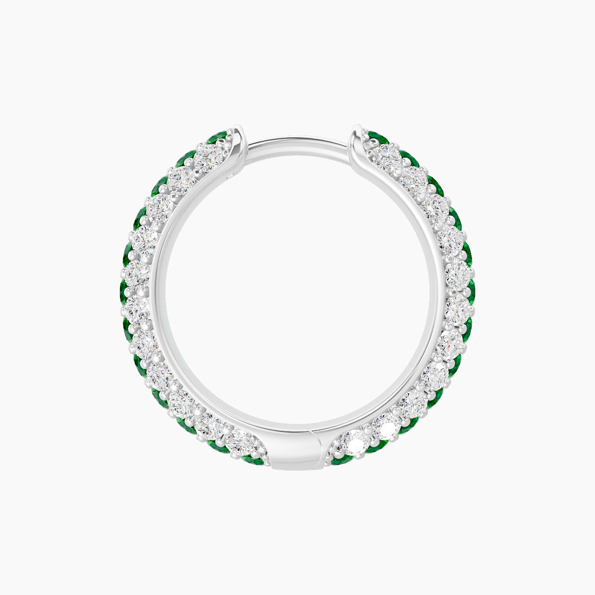 Theia | 18k White Gold 9.5 mm Pave Emerald & Diamond Hoop Piercing