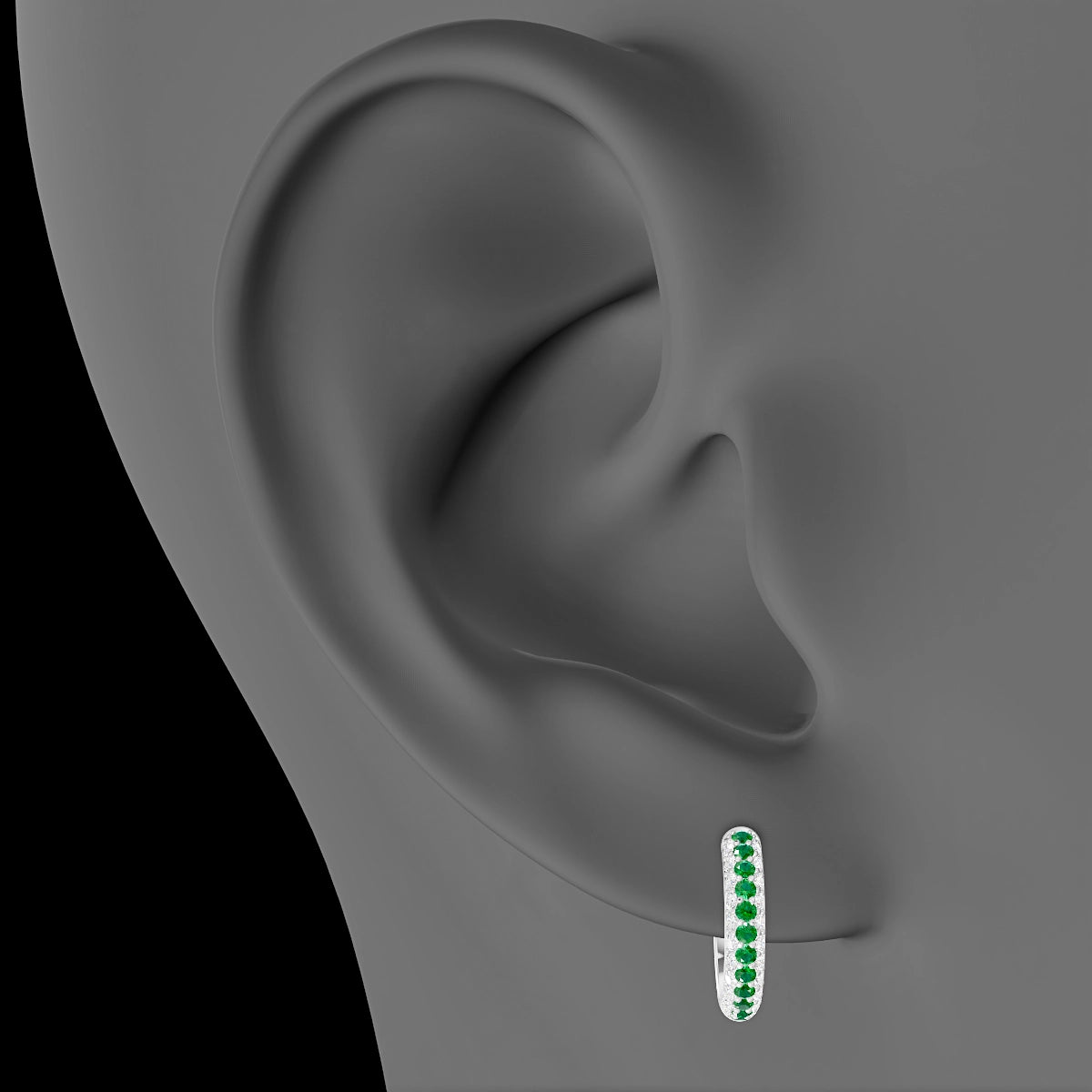 Theia | 18k White Gold 9.5 mm Pave Emerald & Diamond Hoop Piercing
