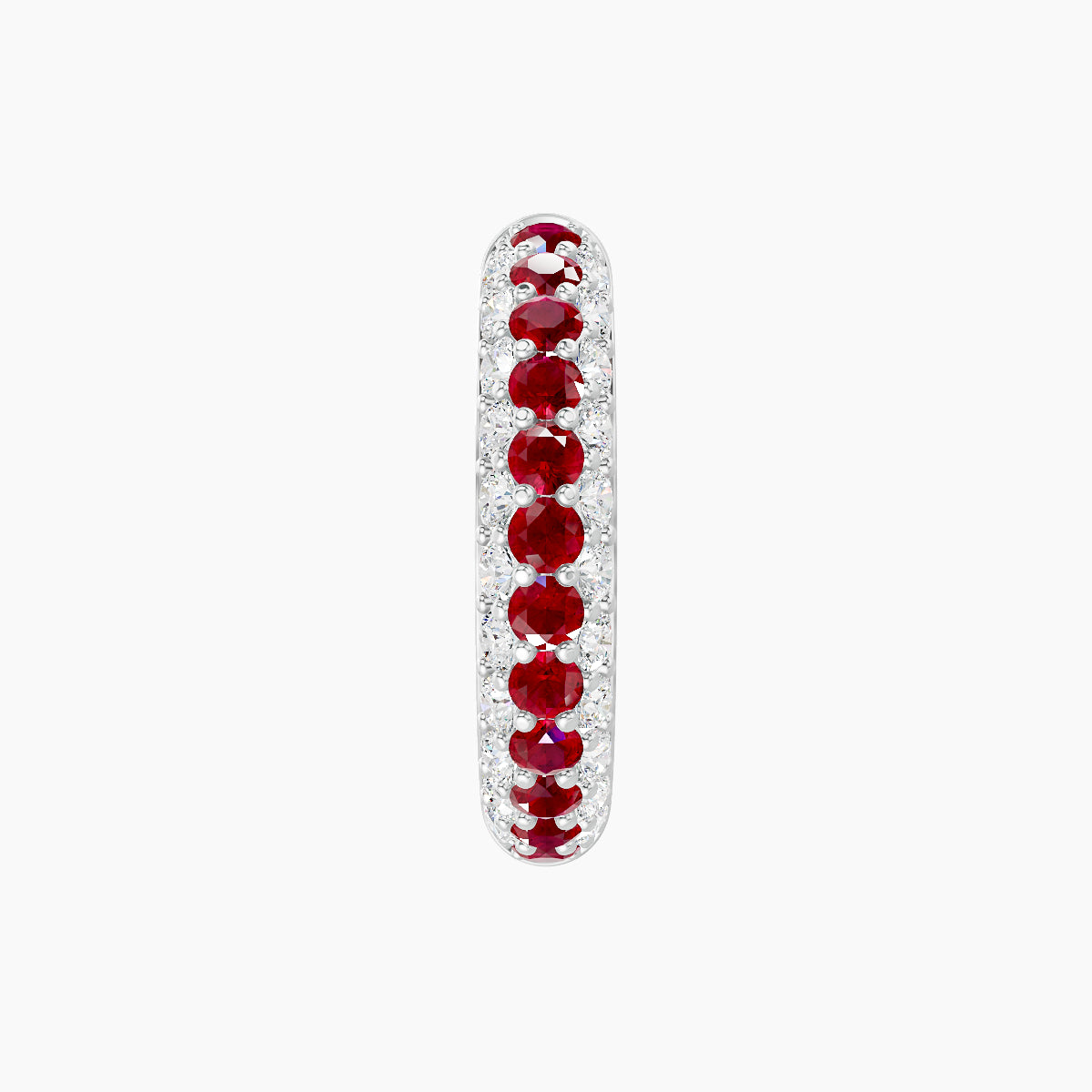 Theia | 18k White Gold 9.5 mm Pave Ruby & Diamond Hoop Piercing