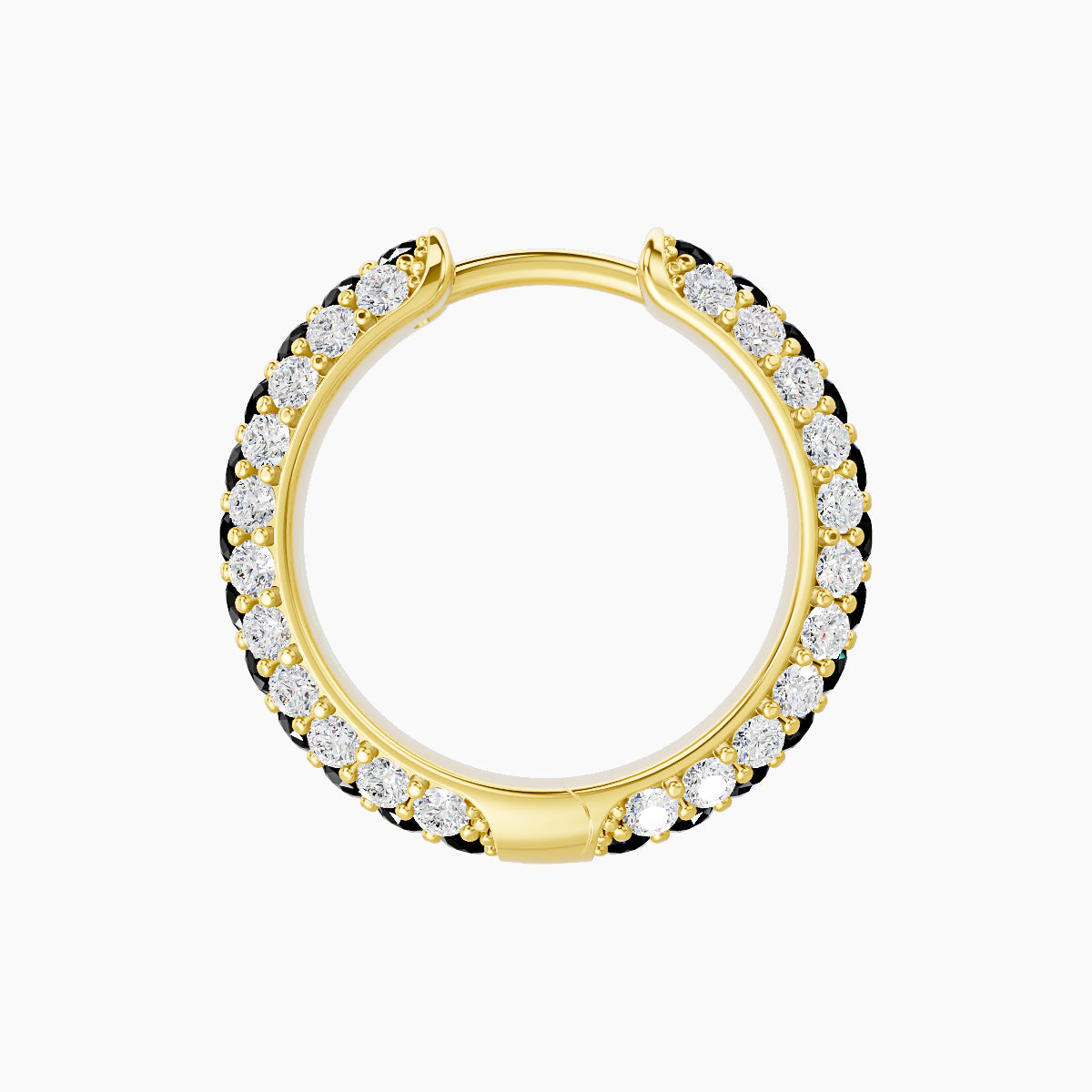 Theia | 18k Yellow Gold 9.5 mm Pave Black Diamond & Diamond Hoop Piercing
