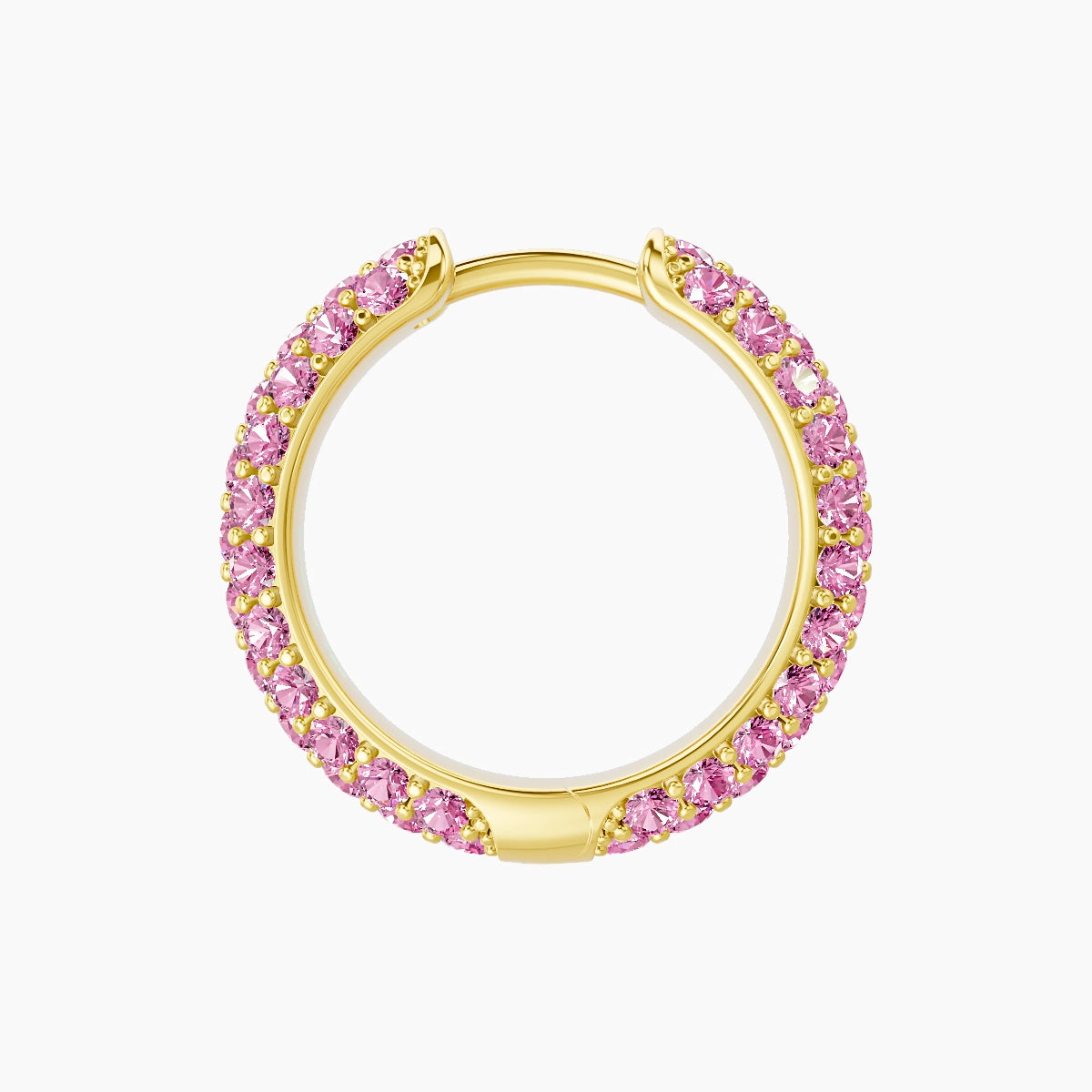 Theia | 18k Yellow Gold 9.5 mm Pave Pink Sapphire Hoop Piercing