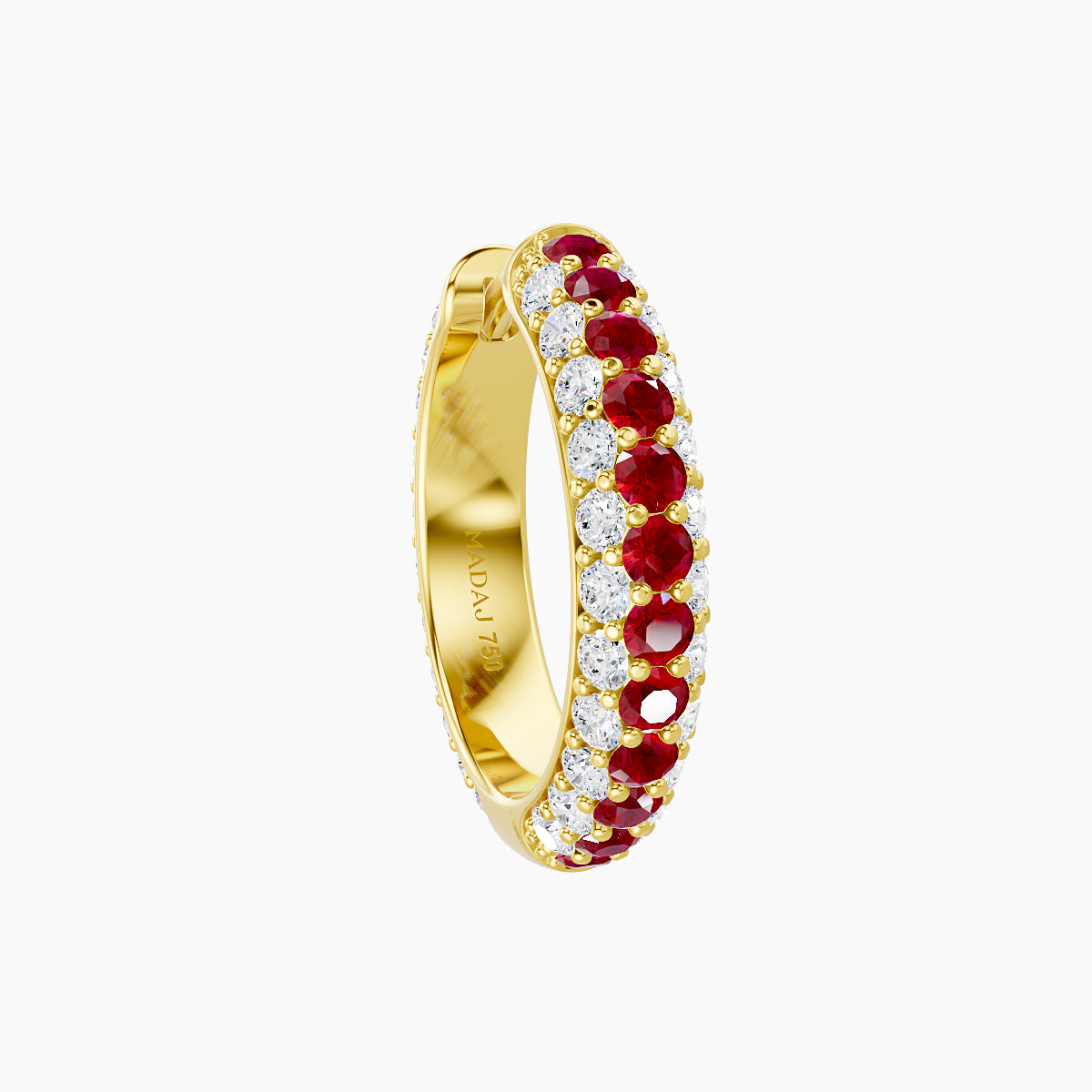 Theia | 18k Yellow Gold 9.5 mm Pave Ruby & Diamond Hoop Piercing