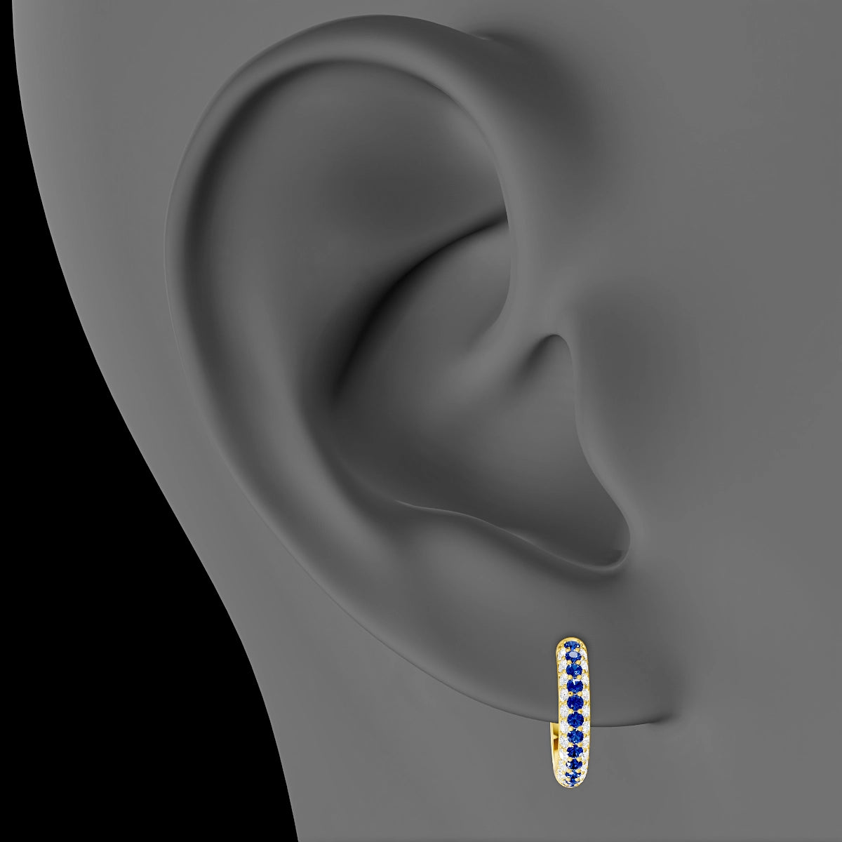 Theia | 18k Yellow Gold 9.5 mm Pave Sapphire & Diamond Hoop Piercing