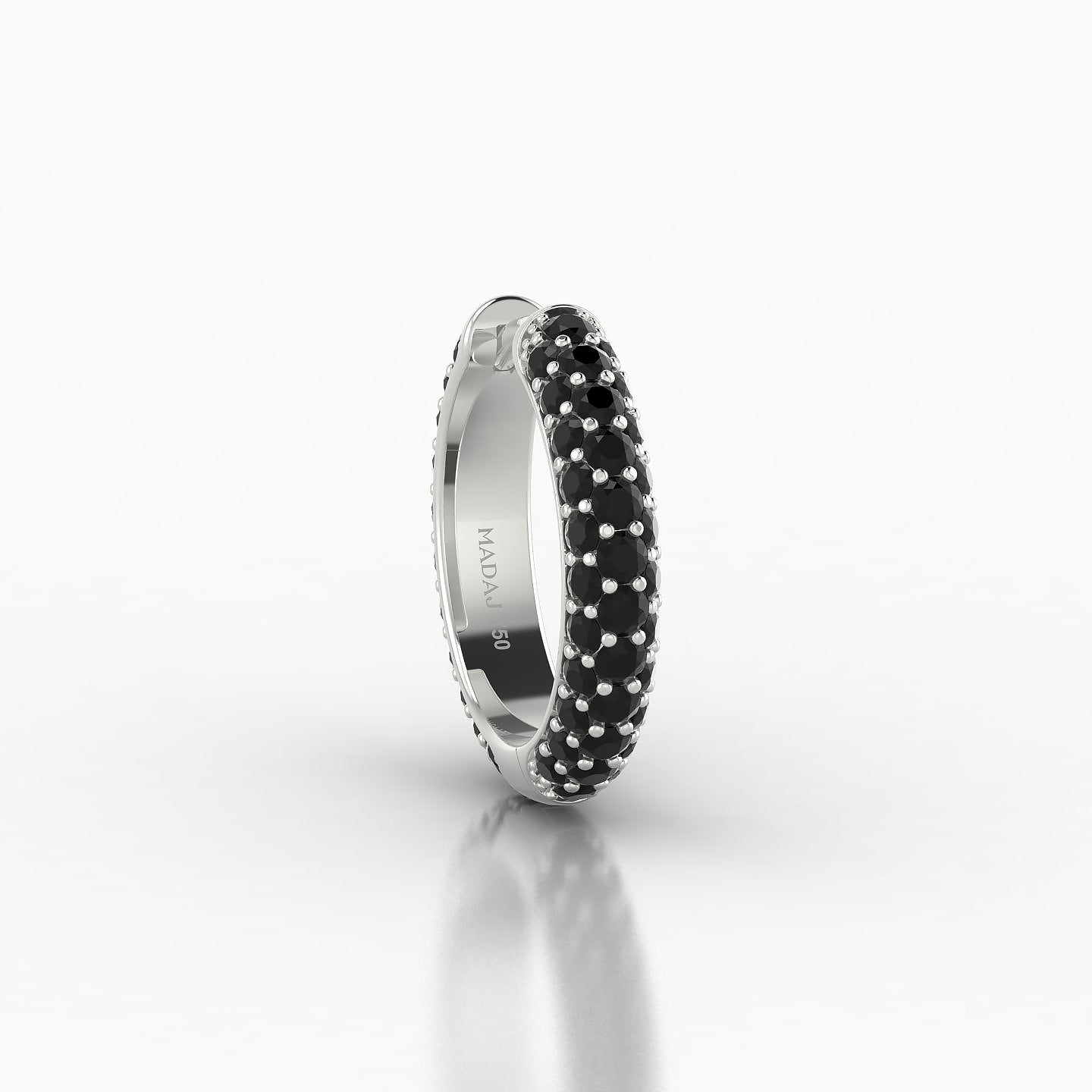 Theia | 18k White Gold 9.5 mm Pave Black Diamond Hoop Piercing