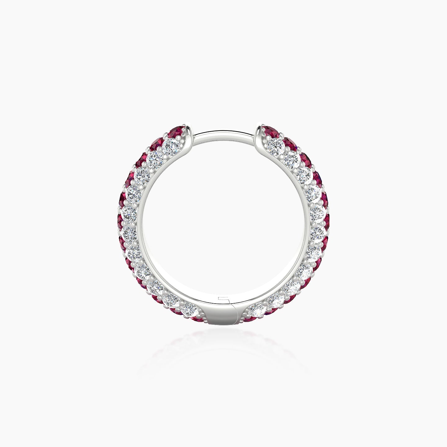 Theia | 18k White Gold 9.5 mm Pave Ruby & Diamond Hoop Piercing