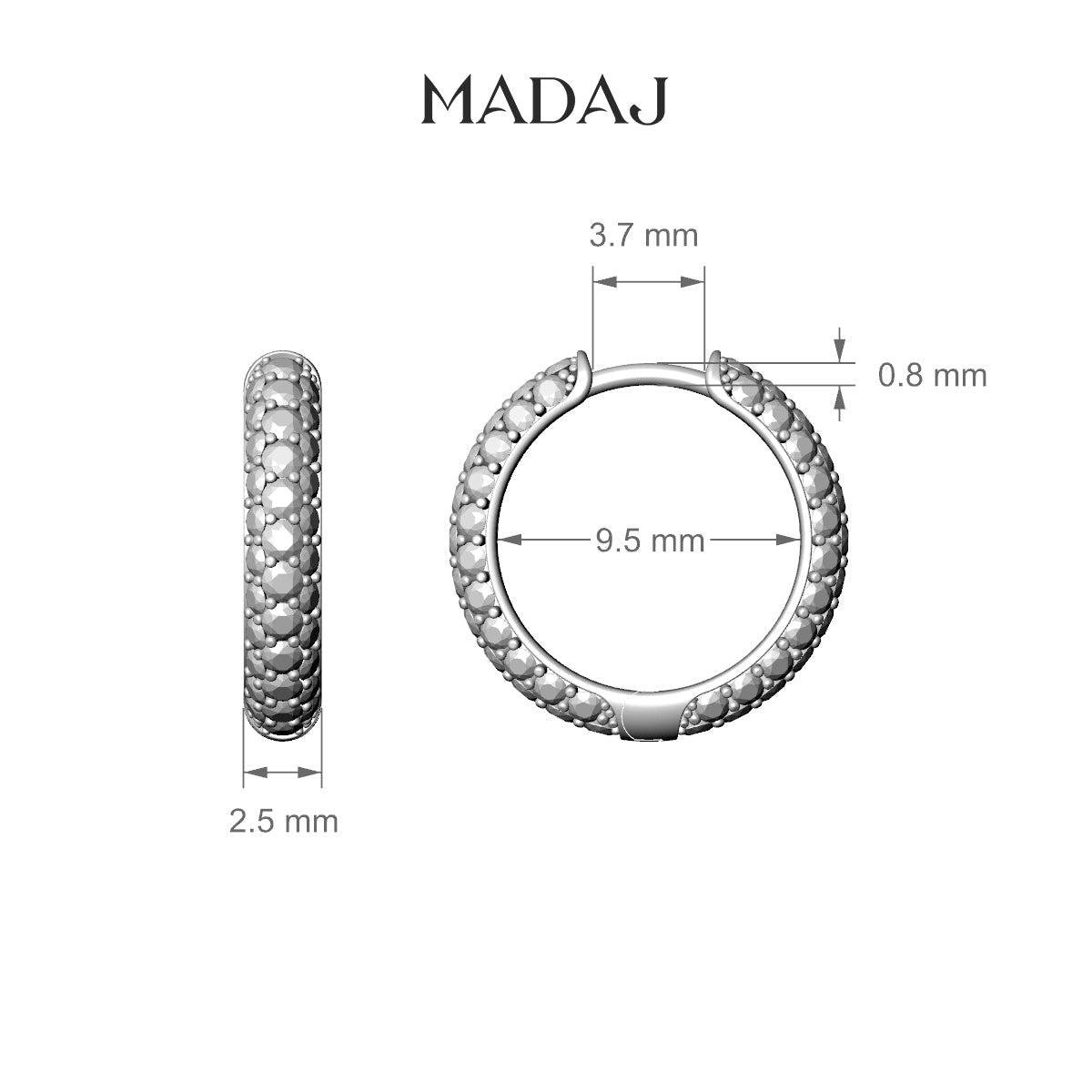Theia | 18k Yellow Gold 9.5 mm Pave Emerald Hoop Piercing