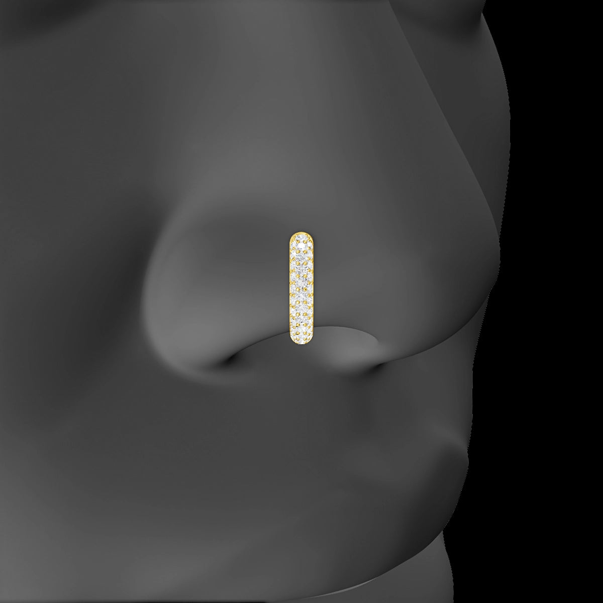 Theia | 18k Yellow Gold 9.5 mm Pave Diamond Nose Ring Piercing