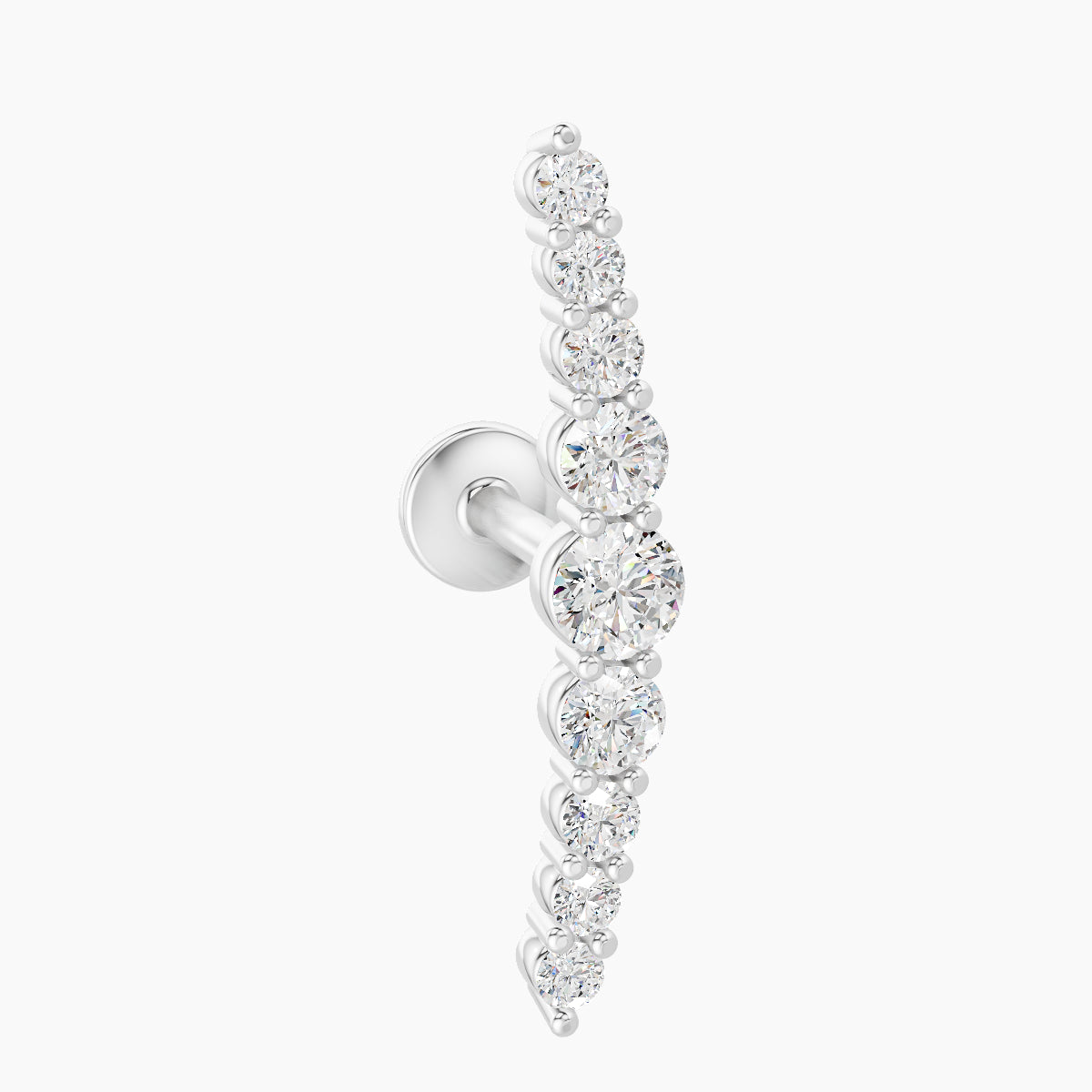 Tiamat | 18k White Gold 16.5 mm 6.5 mm Long Diamond Piercing