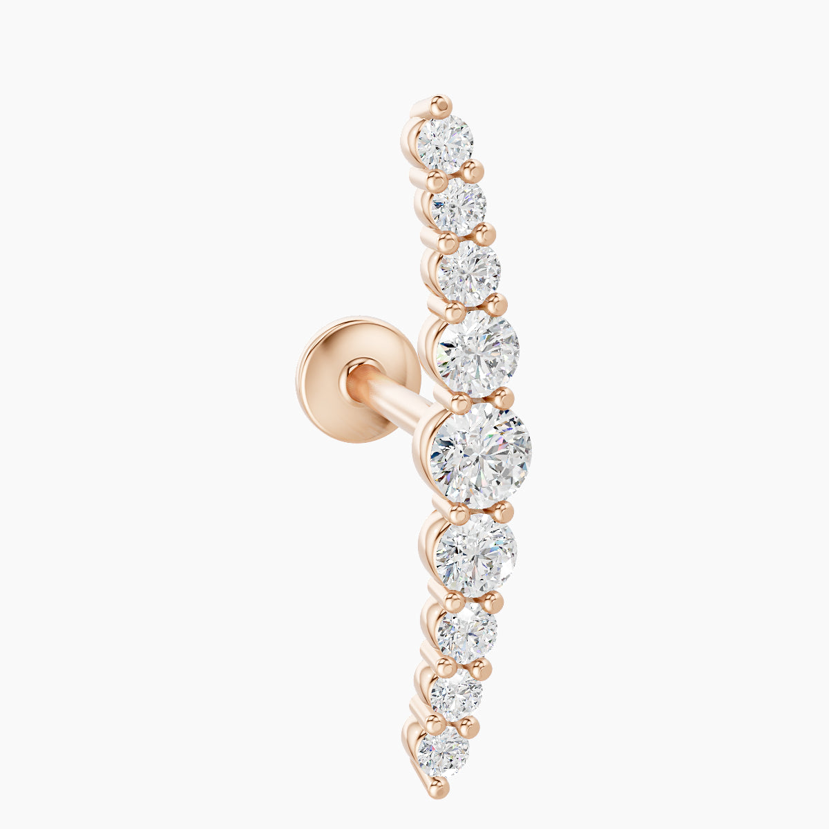 Tiamat | 18k Rose Gold 16.5 mm 8 mm Long Diamond Piercing