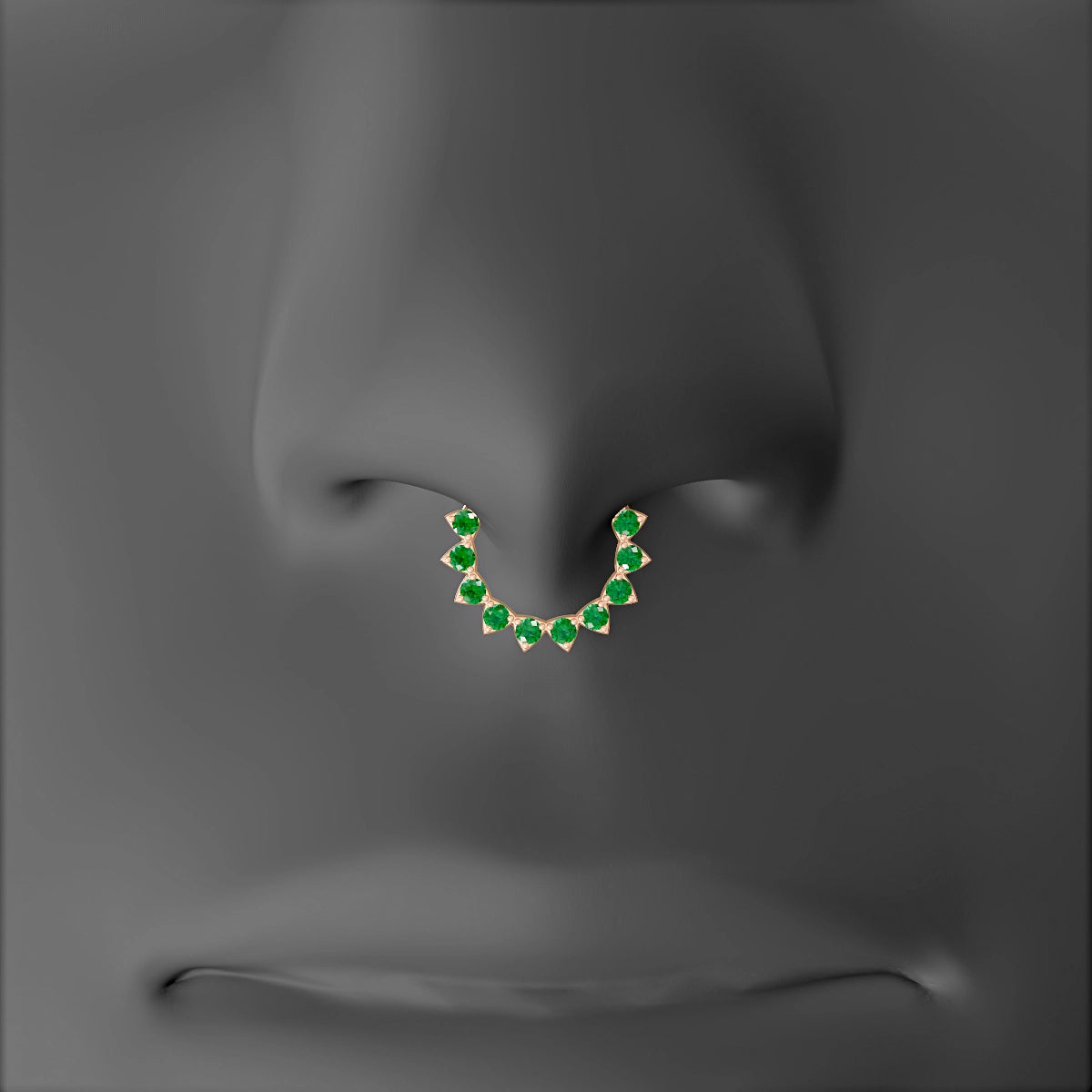 Uma | 18k Rose Gold 8 mm Emerald Septum Piercing